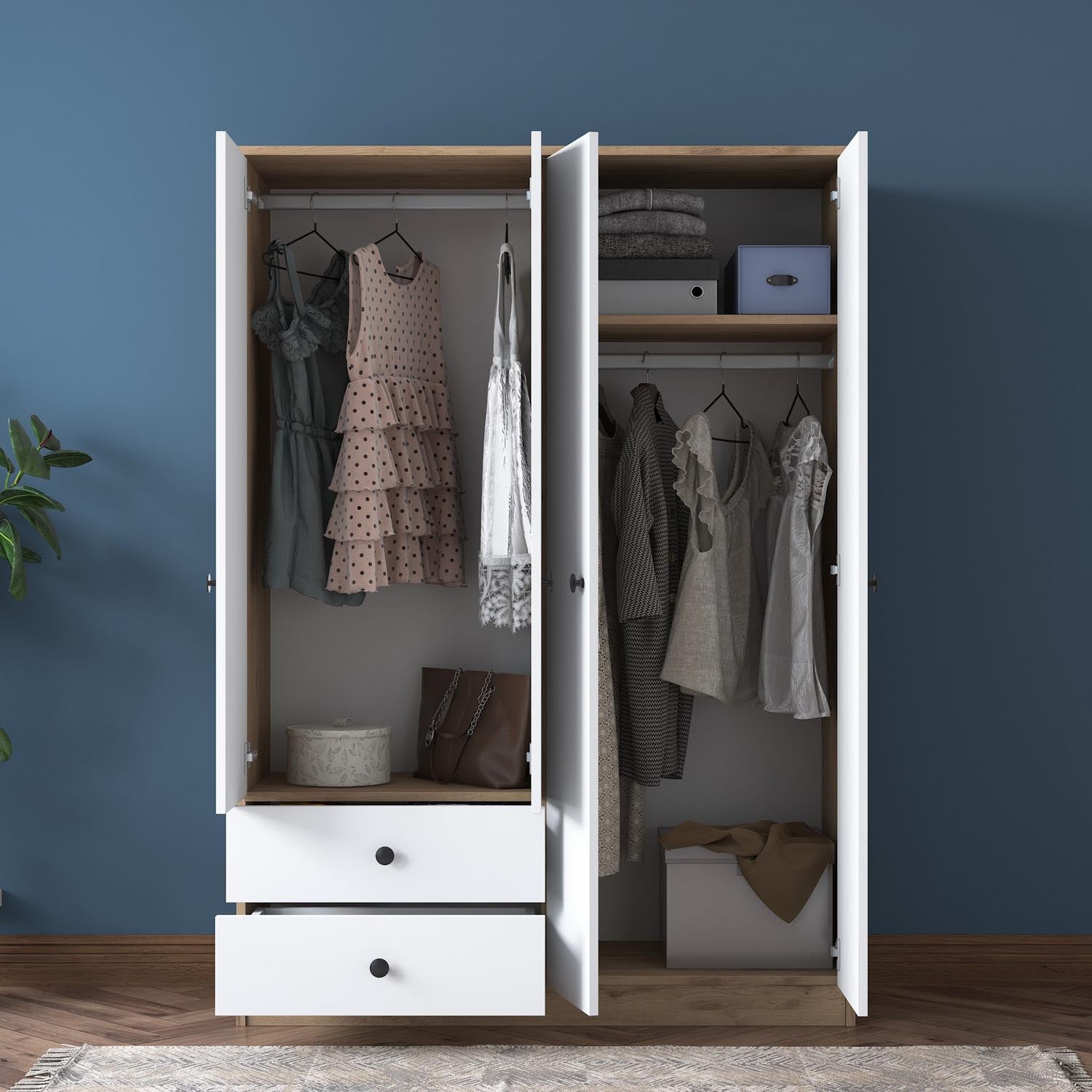 BA108 - 2067 in Walnuss Weiss präsentiert im Onlineshop von KAQTU Design AG. Garderobe ist von Hanah Home