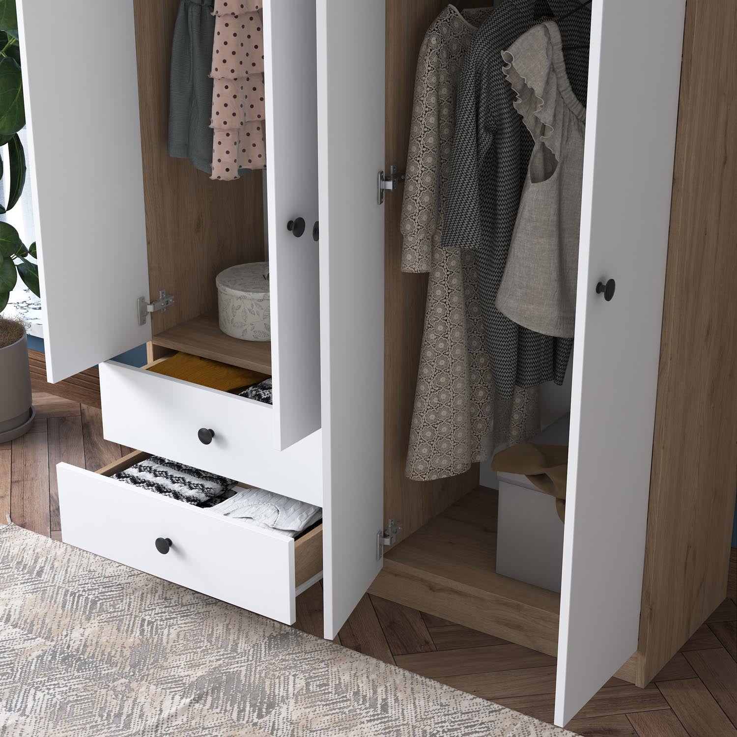 BA108 - 2067 in Walnuss Weiss präsentiert im Onlineshop von KAQTU Design AG. Garderobe ist von Hanah Home