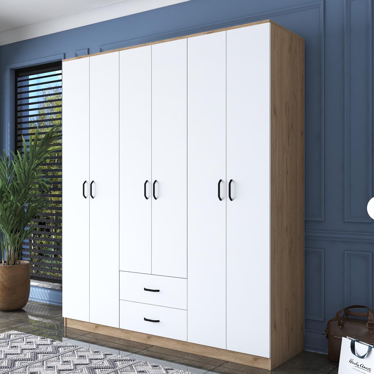 BA113 - 2337 in Walnuss Weiss präsentiert im Onlineshop von KAQTU Design AG. Garderobe ist von Hanah Home