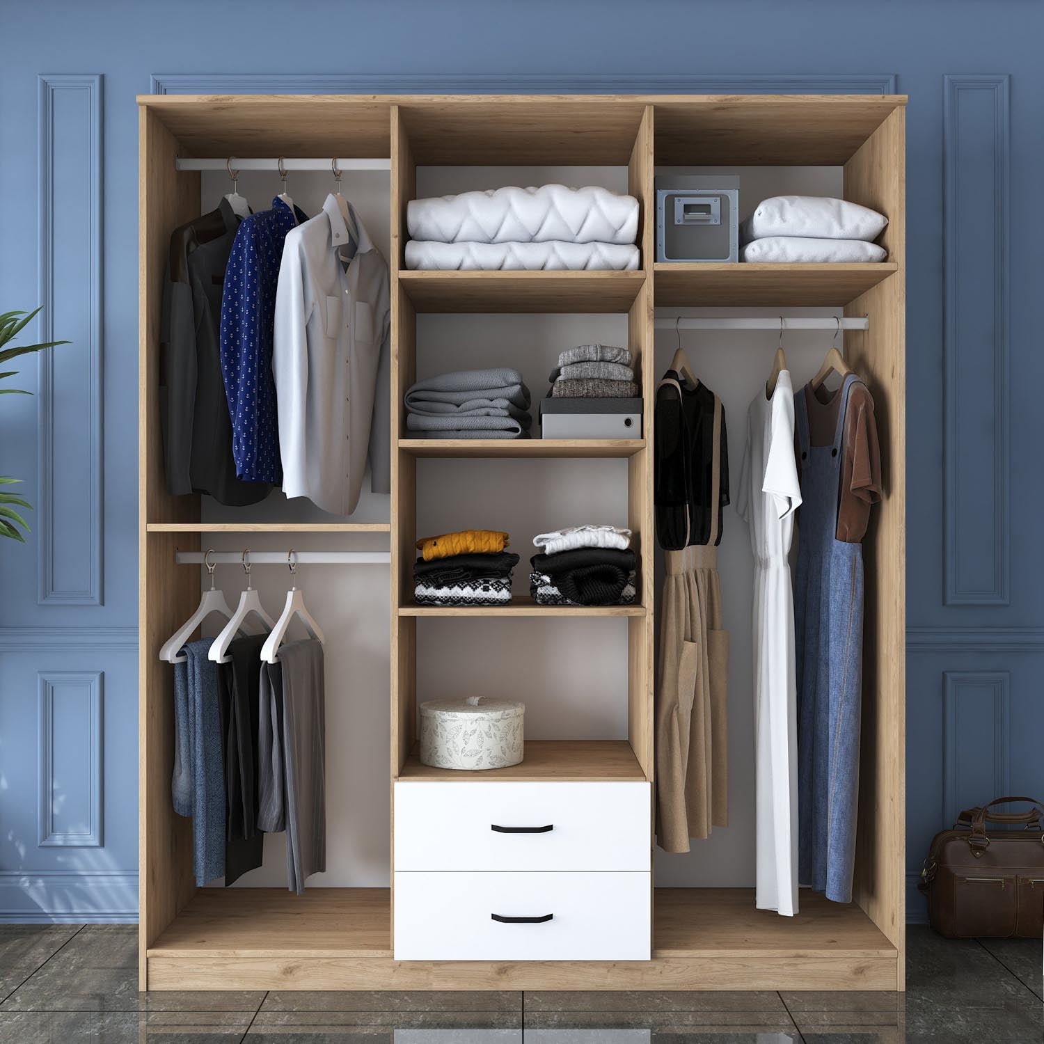 BA113 - 2337 in Walnuss Weiss präsentiert im Onlineshop von KAQTU Design AG. Garderobe ist von Hanah Home