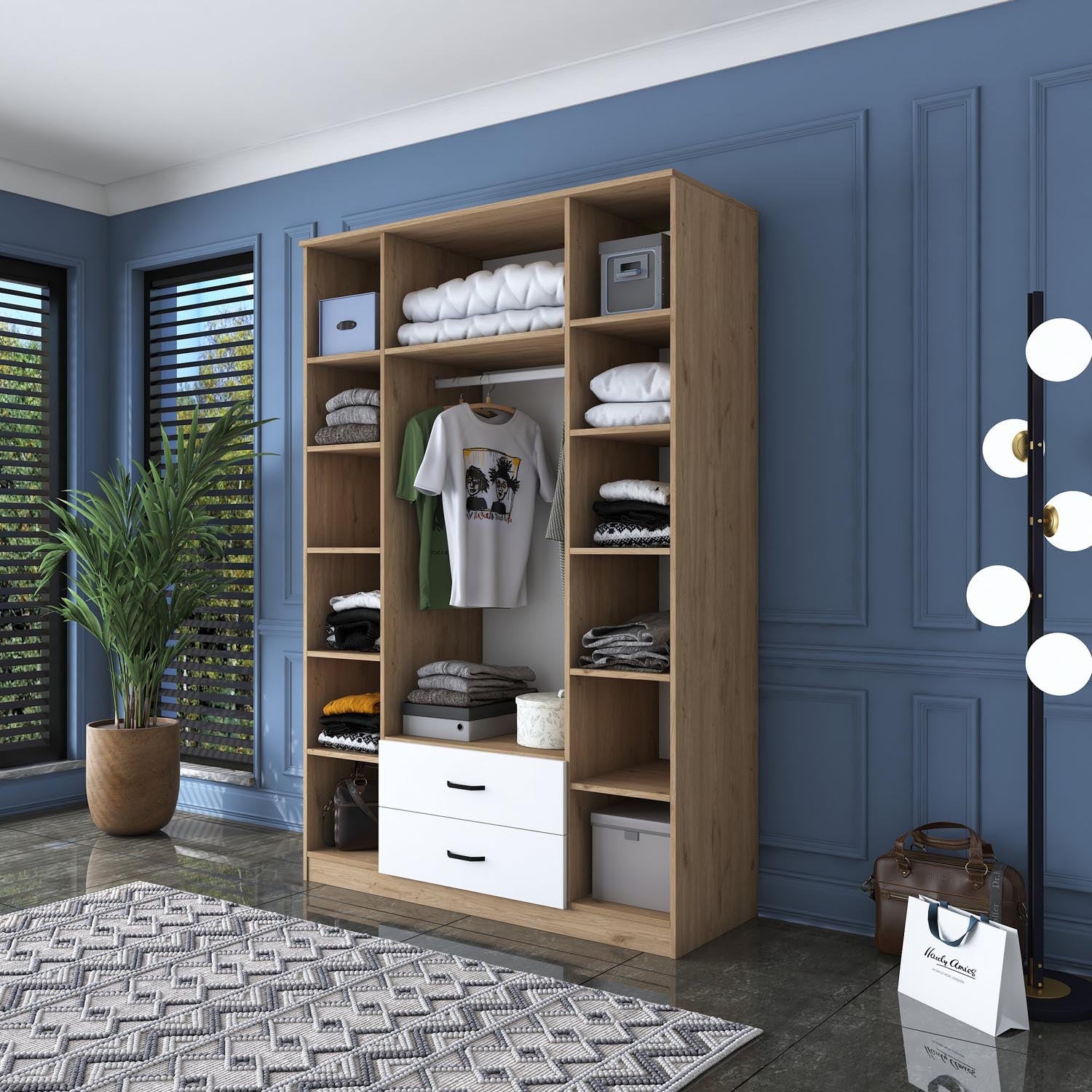 BA112 - 2331 in Walnuss Weiss präsentiert im Onlineshop von KAQTU Design AG. Garderobe ist von Hanah Home
