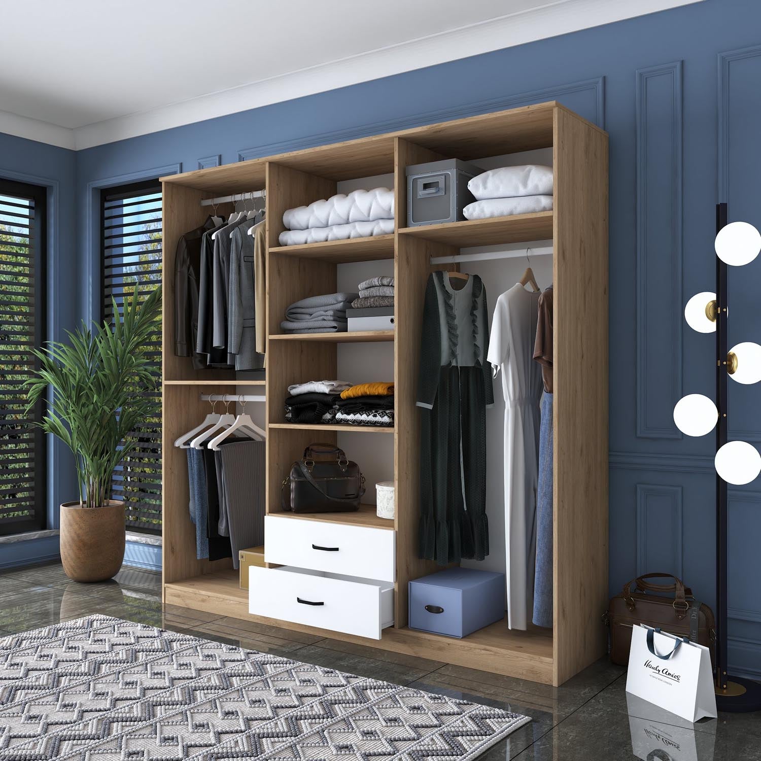 BA111 - 2324 in Walnuss Weiss präsentiert im Onlineshop von KAQTU Design AG. Garderobe ist von Hanah Home
