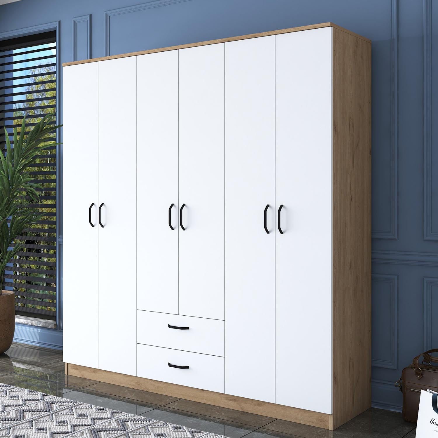 BA115 - 2283 in Walnuss Weiss präsentiert im Onlineshop von KAQTU Design AG. Garderobe ist von Hanah Home