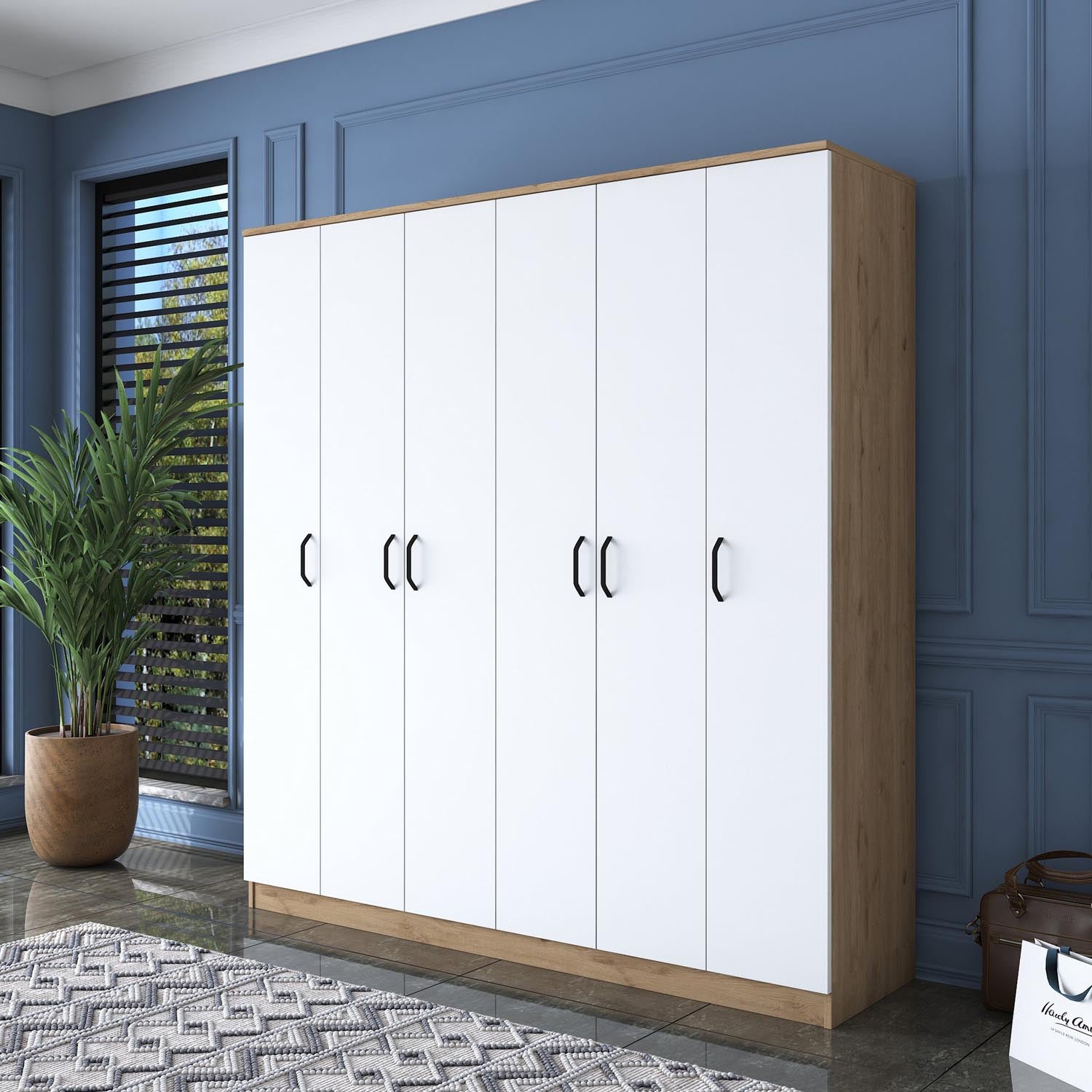 BA114 - 2274 in Walnuss Weiss präsentiert im Onlineshop von KAQTU Design AG. Garderobe ist von Hanah Home