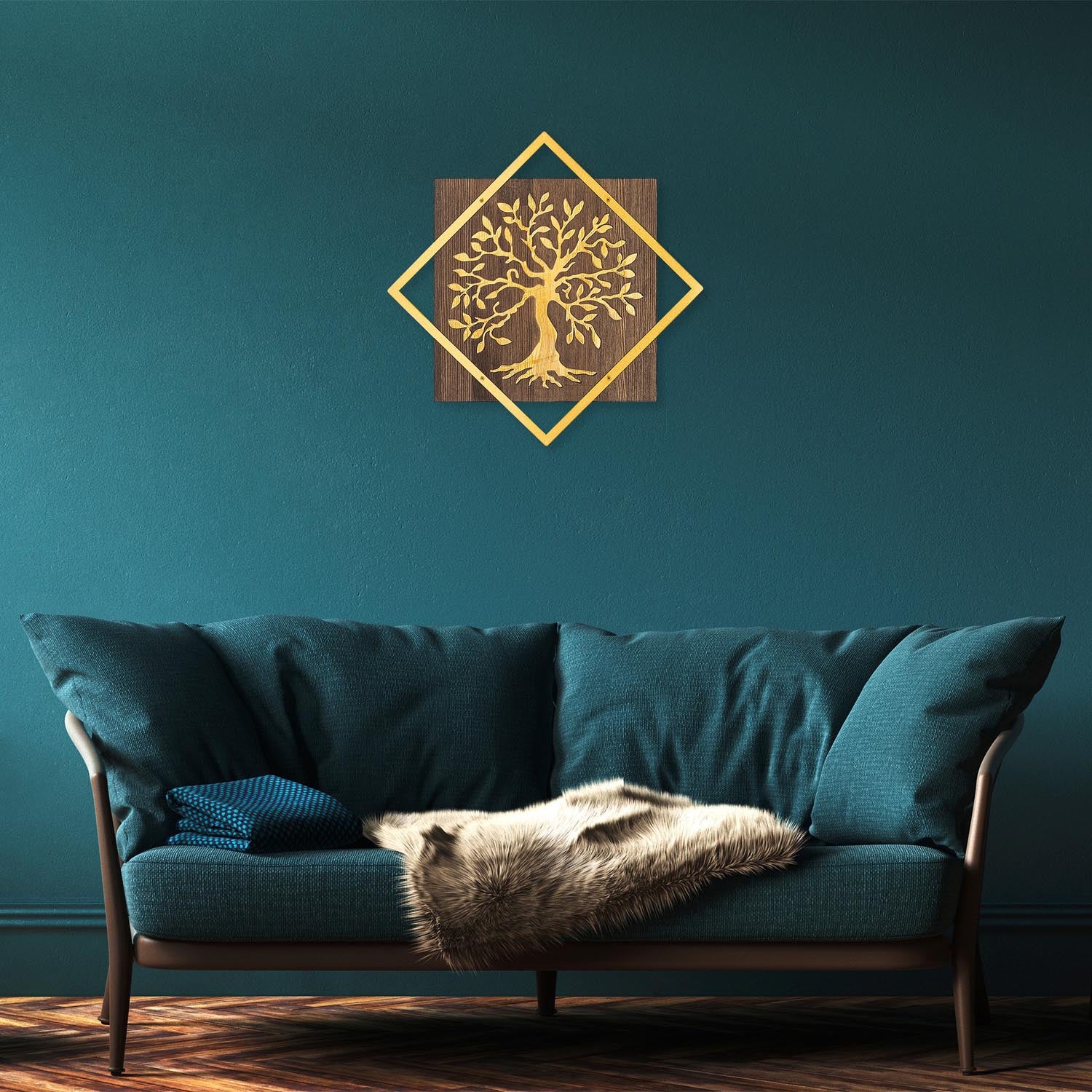 Tree v2 - Gold in Walnuss Gold präsentiert im Onlineshop von KAQTU Design AG. Wanddeko ist von Wallity