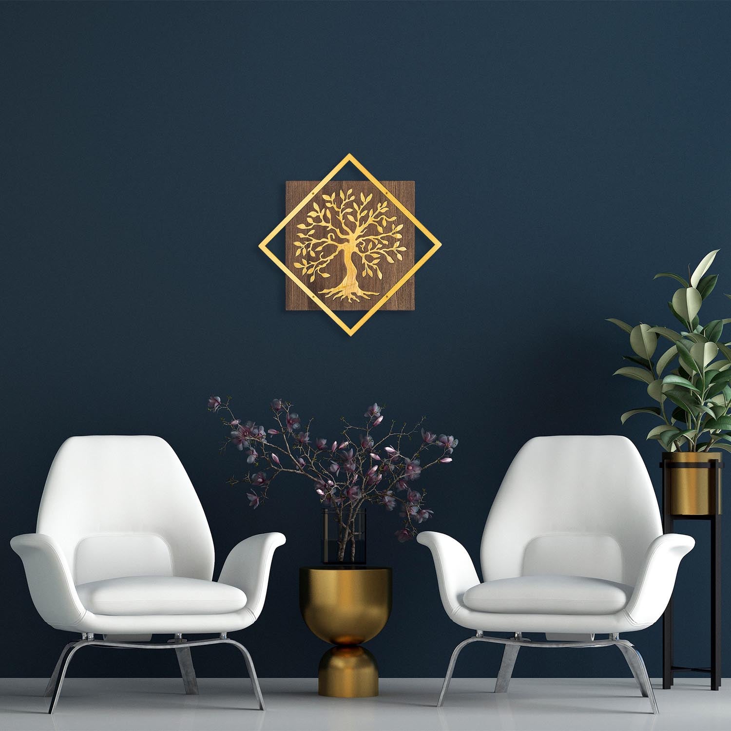 Tree v2 - Gold in Walnuss Gold präsentiert im Onlineshop von KAQTU Design AG. Wanddeko ist von Wallity