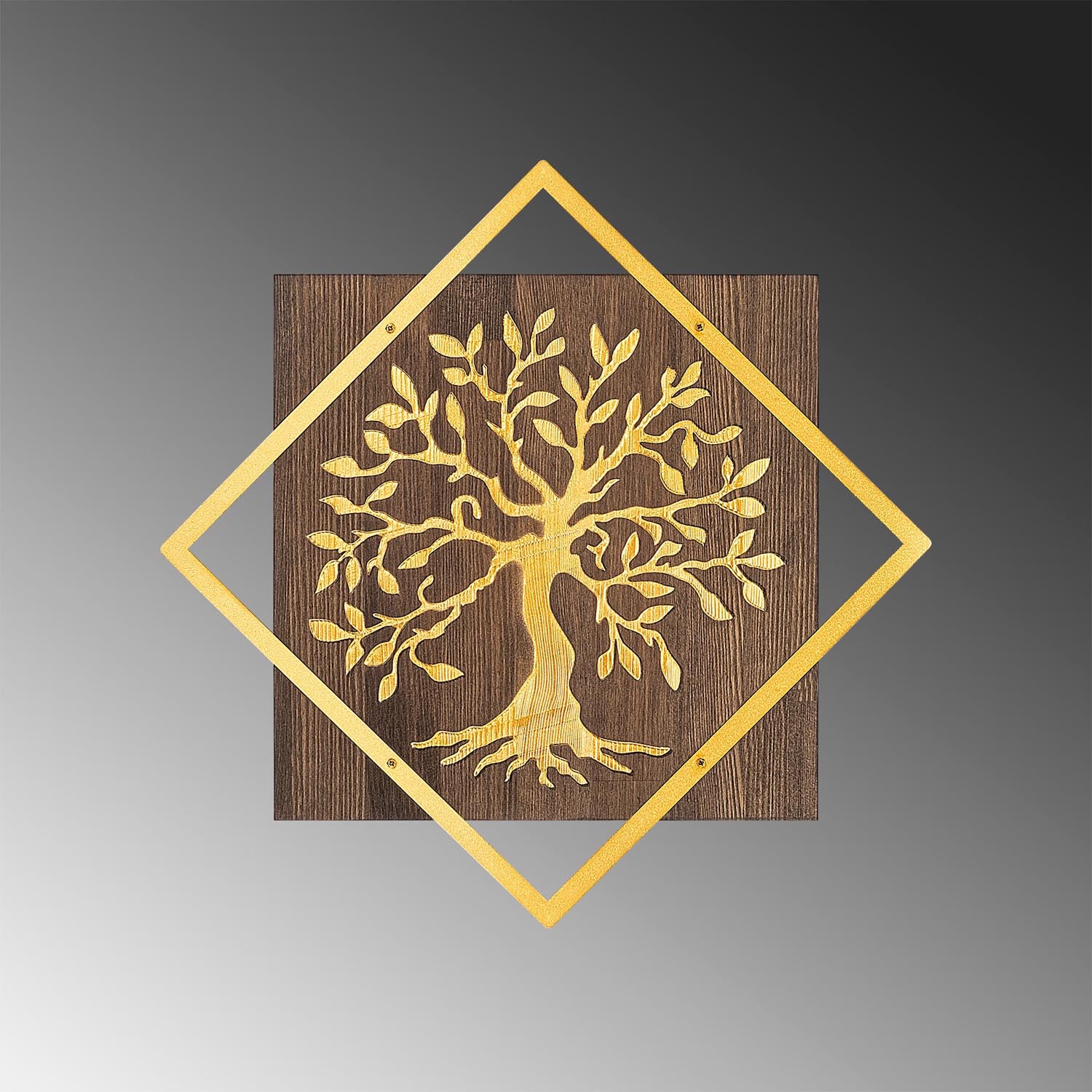 Tree v2 - Gold in Walnuss Gold präsentiert im Onlineshop von KAQTU Design AG. Wanddeko ist von Wallity
