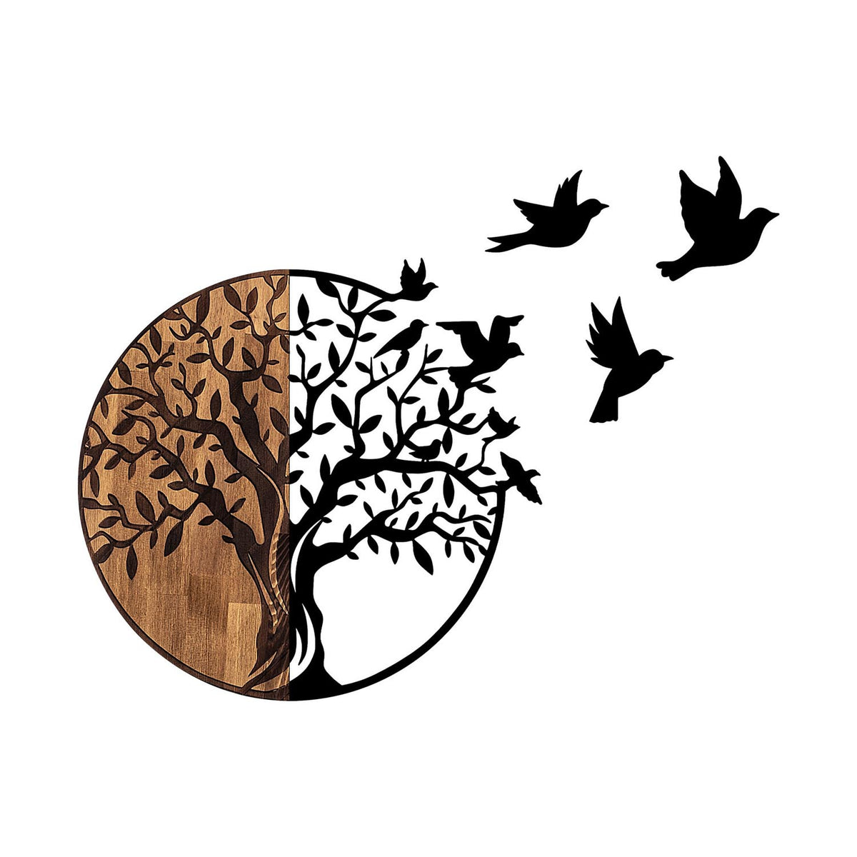 Tree And Birds Wanddeko - Schwarznuss in Schwarznuss präsentiert im Onlineshop von KAQTU Design AG. Wanddeko ist von Wallity