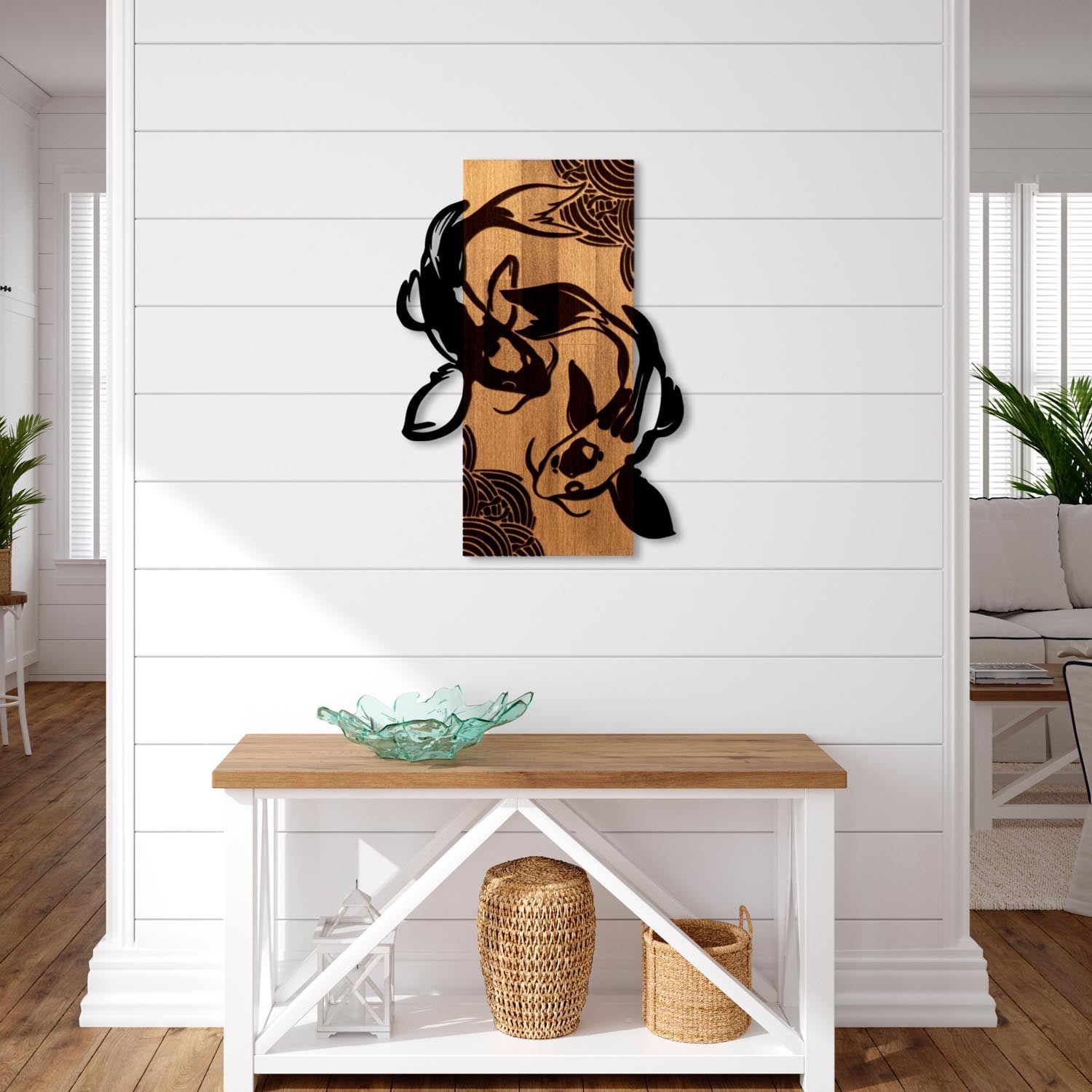 Fish Yang in Walnuss Schwarz präsentiert im Onlineshop von KAQTU Design AG. Wanddeko ist von Wallity