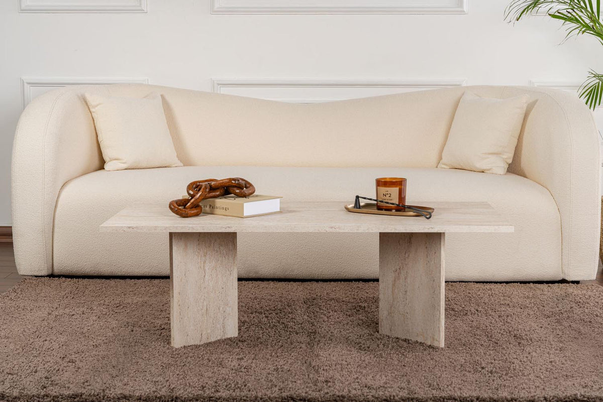 Sabin Sofatisch - Travertin in Travertin präsentiert im Onlineshop von KAQTU Design AG. Couchtisch ist von Nordure