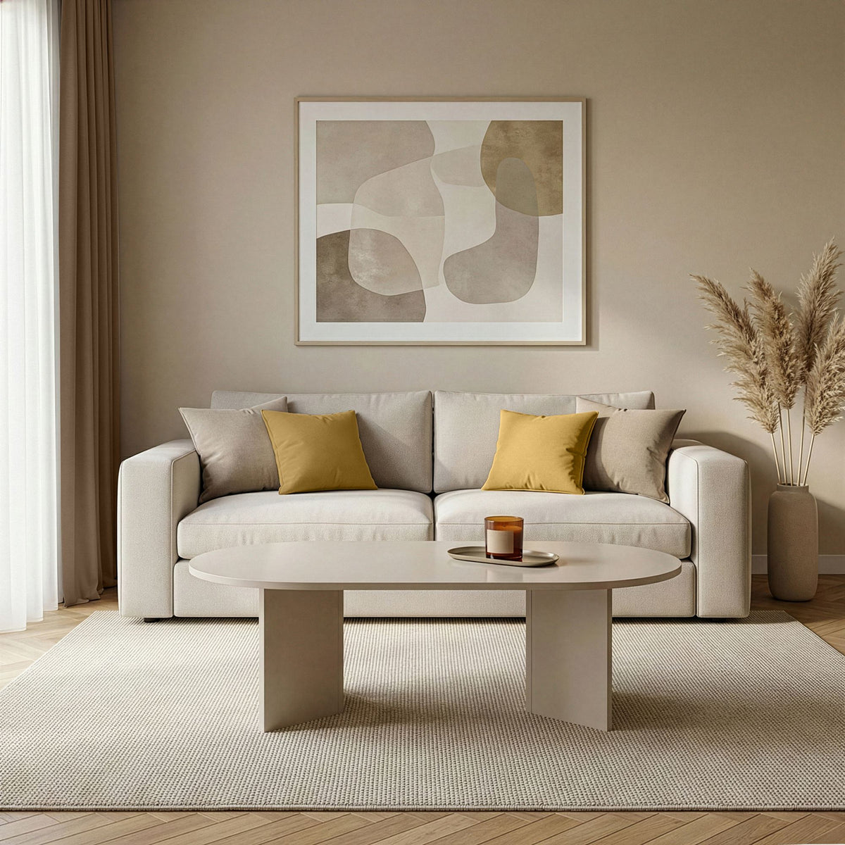 Rechteckiger Couchtisch in Mink aus melaminbeschichteter Spanplatte, 119 cm breit, 60 cm tief, 40 cm hoch, von Nordure.
