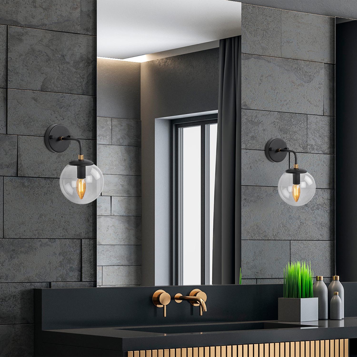 Horn - 12218 in Schwarz Gold präsentiert im Onlineshop von KAQTU Design AG. Wandleuchte ist von Opviq