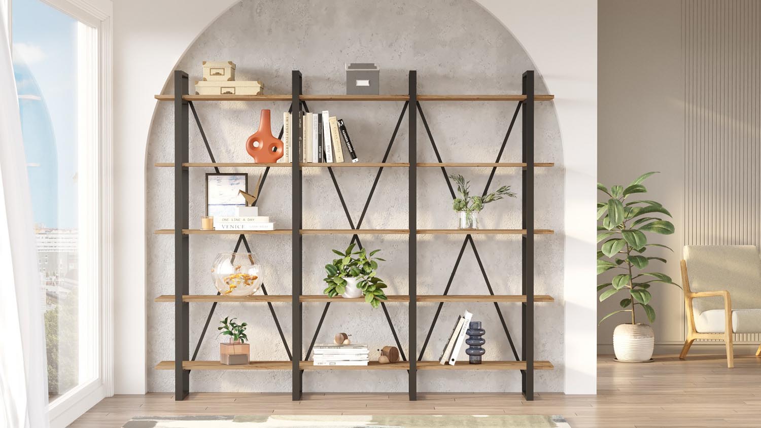 Ml4-A in Atlantische Kiefer präsentiert im Onlineshop von KAQTU Design AG. Bücherregal ist von Hanah Home