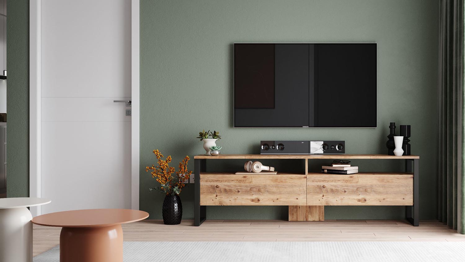 Ml19-A in Atlantische Kiefer präsentiert im Onlineshop von KAQTU Design AG. TV-Möbel ist von Hanah Home