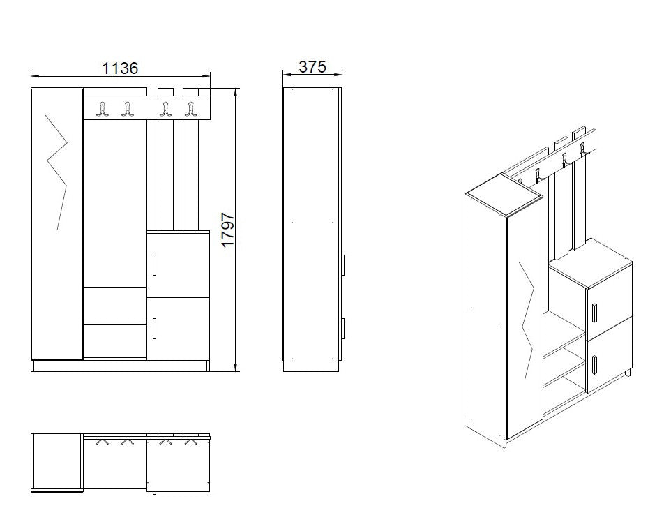 Dd7-Aw in Atlantische Kiefer Weiss präsentiert im Onlineshop von KAQTU Design AG. Garderobe ist von Hanah Home