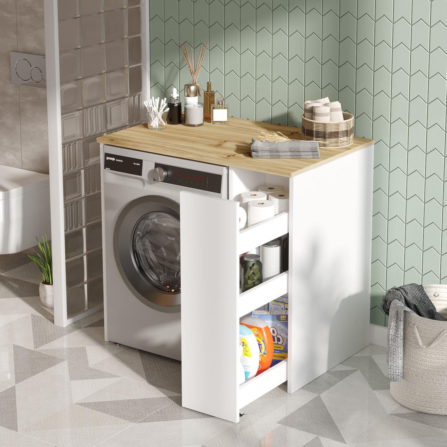 Sa1-Wk in Walnuss Weiss präsentiert im Onlineshop von KAQTU Design AG. Kommode ist von Hanah Home