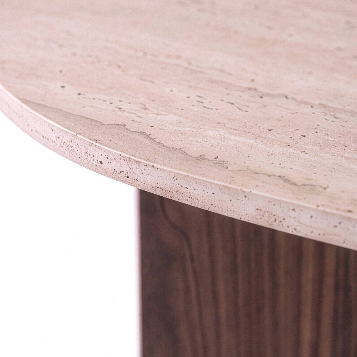 Couchtisch Flap von Hanah Home mit Tischplatte in Travertin-Optik und Gestell in Milano-Walnuss, rechteckige Form, Spanplattenbeine.
