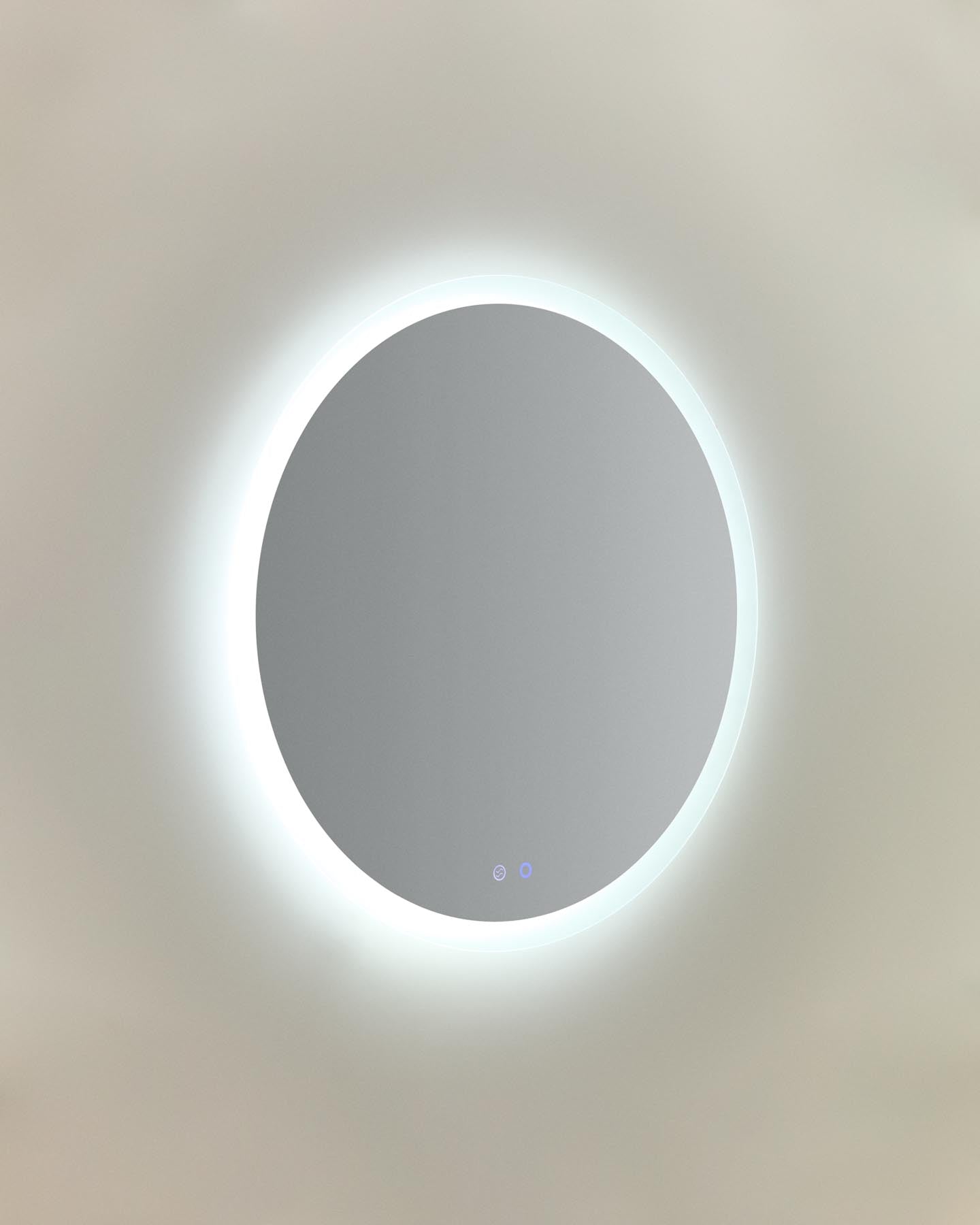 Runder Badezimmerspiegel Mervi mit LED-Licht und Anti-Beschlag-Funktion, Ø 80 cm in Transparent präsentiert im Onlineshop von KAQTU Design AG. Badzubehör ist von Kave Home