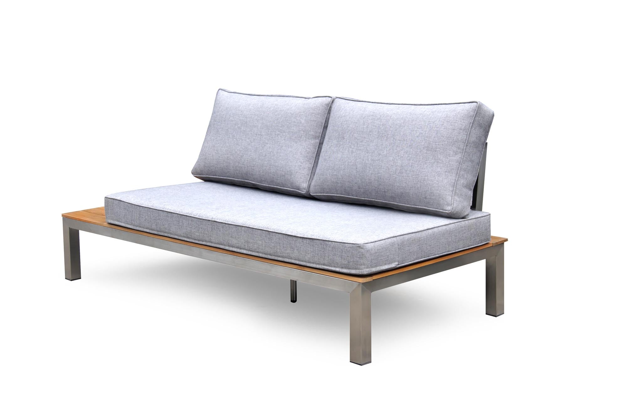 Elegantes Sofaelement Verona aus robustem Teakholz, ideal für stilvolle Lounges im Freien und gemütliche Entspannungsmomente.