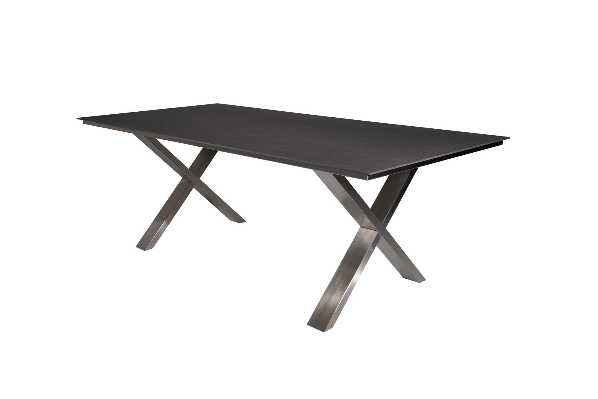 Gartentisch Monaco, Edelstahl X-Form, 210x100 cm in Grau mit Strukturoberfläche präsentiert im Onlineshop von KAQTU Design AG. Gartentisch ist von Be Garden