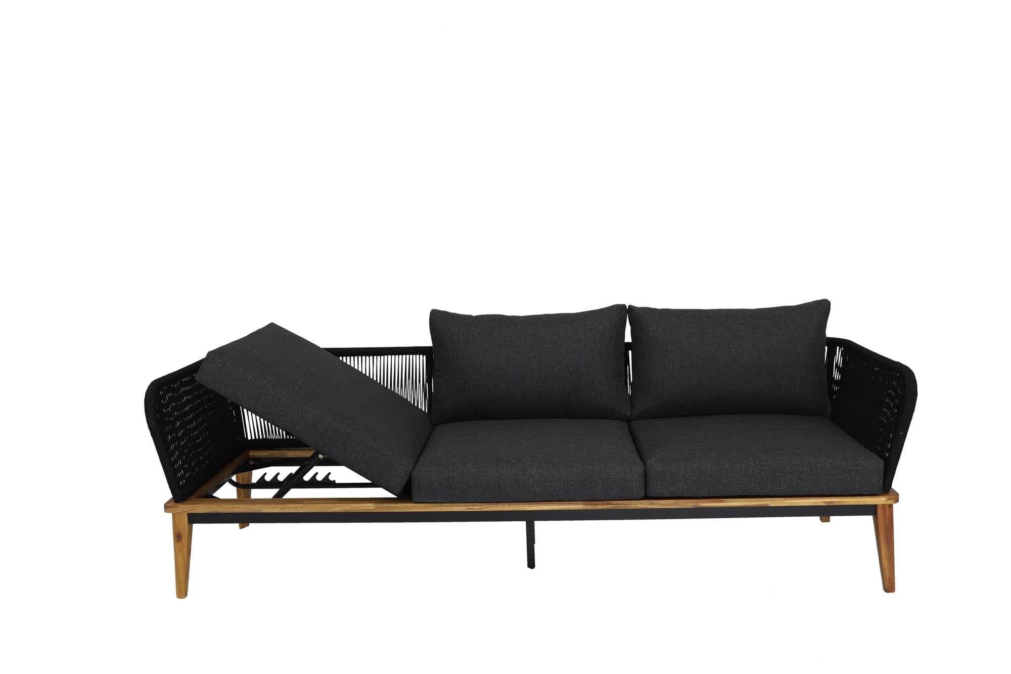 Stilvolles 3-Sitzer Lounge Sofa Bellinzona aus hochwertigem Teakholz, perfekt für gemütliche Momente im Freien.
