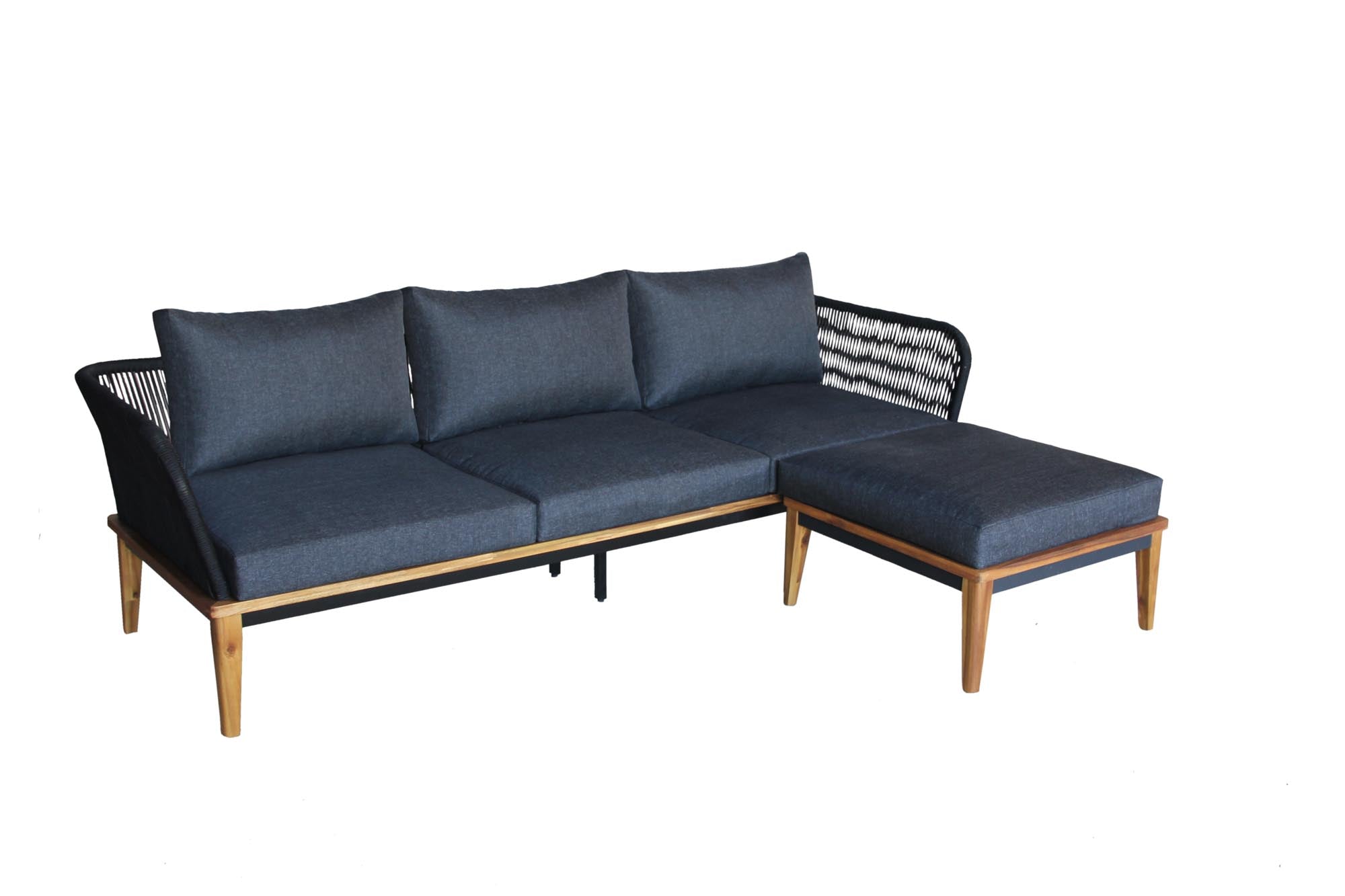 Gartenlounge Bellinzona mittel, Gartensofa 3er plus Hocker in Teak finish präsentiert im Onlineshop von KAQTU Design AG. Loungeset ist von Be Garden