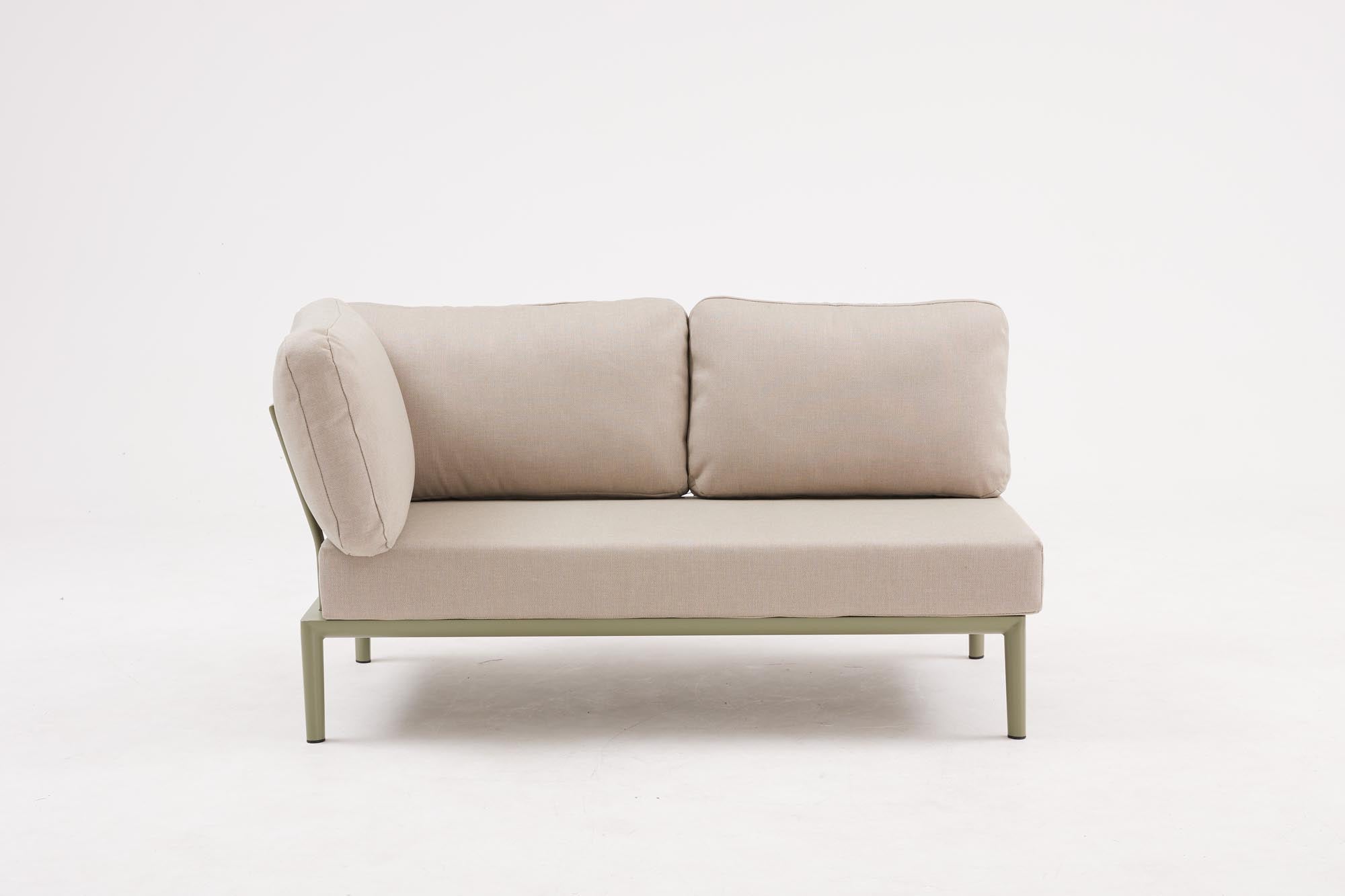 Gartensofa 2-Sitzer mit Ecke Fiore in Oliv-Grün präsentiert im Onlineshop von KAQTU Design AG. Lounge Sofa ist von Be Garden