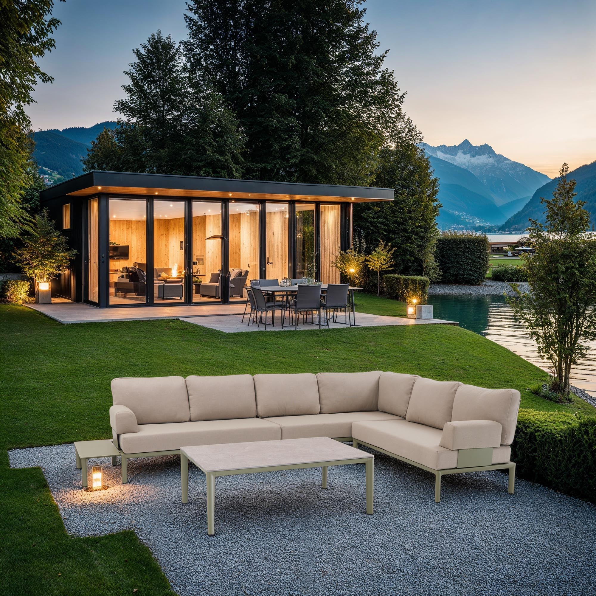 Gartensofa 2-Sitzer o. Armlehnen Fiore in Oliv-Grün präsentiert im Onlineshop von KAQTU Design AG. Lounge Sofa ist von Be Garden