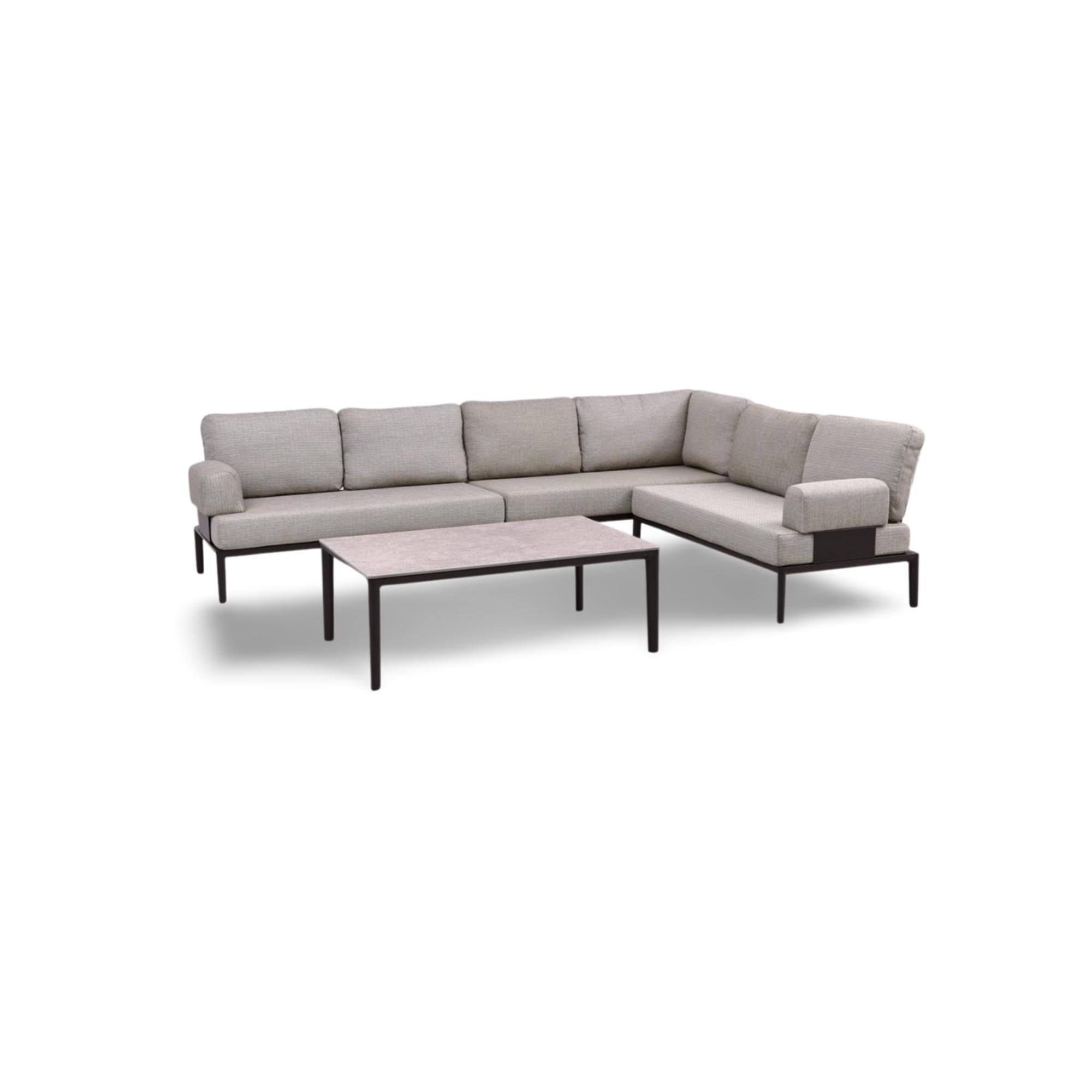 Elegantes Gartensofa für zwei Personen ohne Armlehnen in stilvollem Anthrazit, ideal für entspannte Momente im Freien.