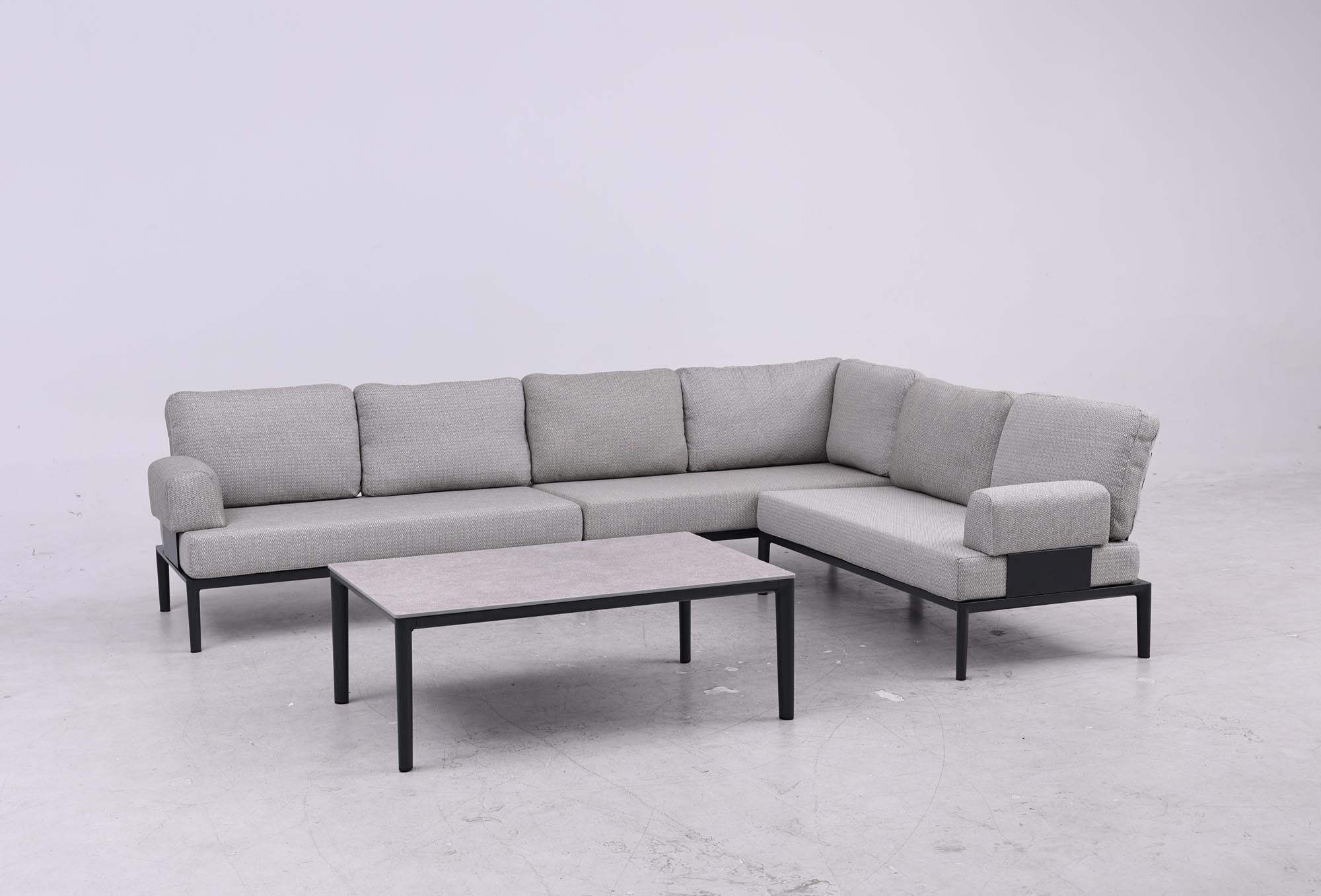 Stylisches 2-Sitzer Lounge Sofa ohne Armlehnen in elegantem Anthrazit, ideal für entspannte Momente im Freien.