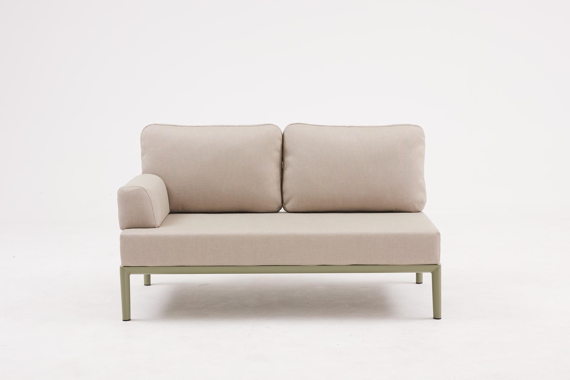 Stilvolle Armlehne in Oliv-Grün für das Fiore Sofa von Be Garden, perfekt für gemütliche Stunden im Freien und moderne Outdoor-Einrichtungen.