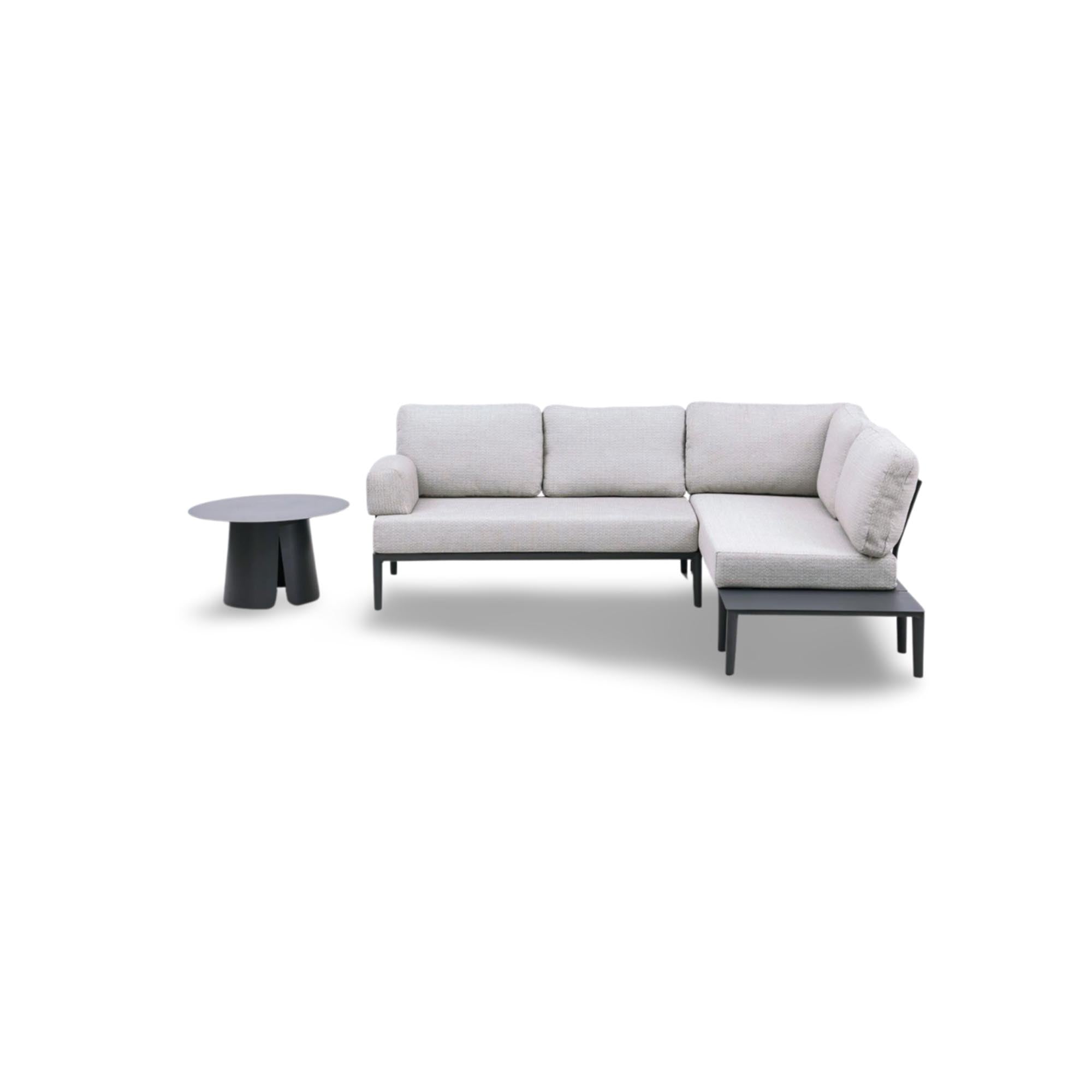 Stylisches, modulares Loungeset Fiore für 4 Personen, inklusive eleganten Loungetisch, ideal für entspannte Stunden im Garten.