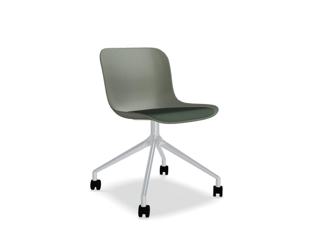 Baltic 2 Remix BLK3PP19K - Stuhl mit poliertem Aluminiumgestell in Grün präsentiert im Onlineshop von KAQTU Design AG. Dreh-Schalenstuhl mit Rollen ist von Mdd