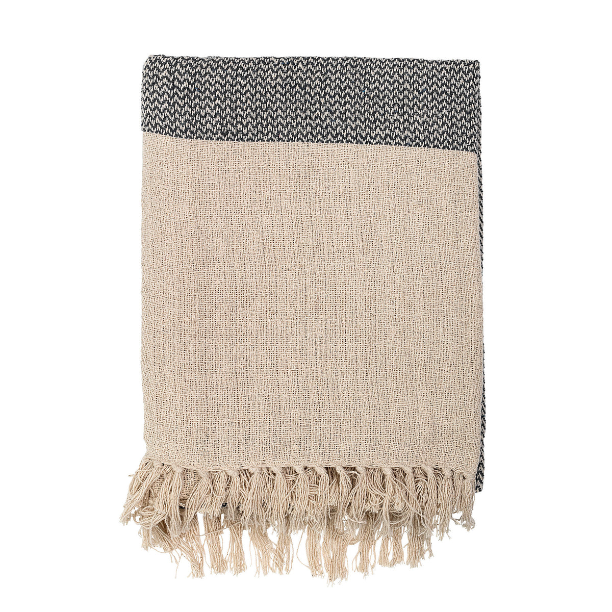 Graue Matt Decke von Bloomingville aus Mischfasern, gewebter Bettüberwurf im Boho Chic Stil, Masse 160 x 130 cm