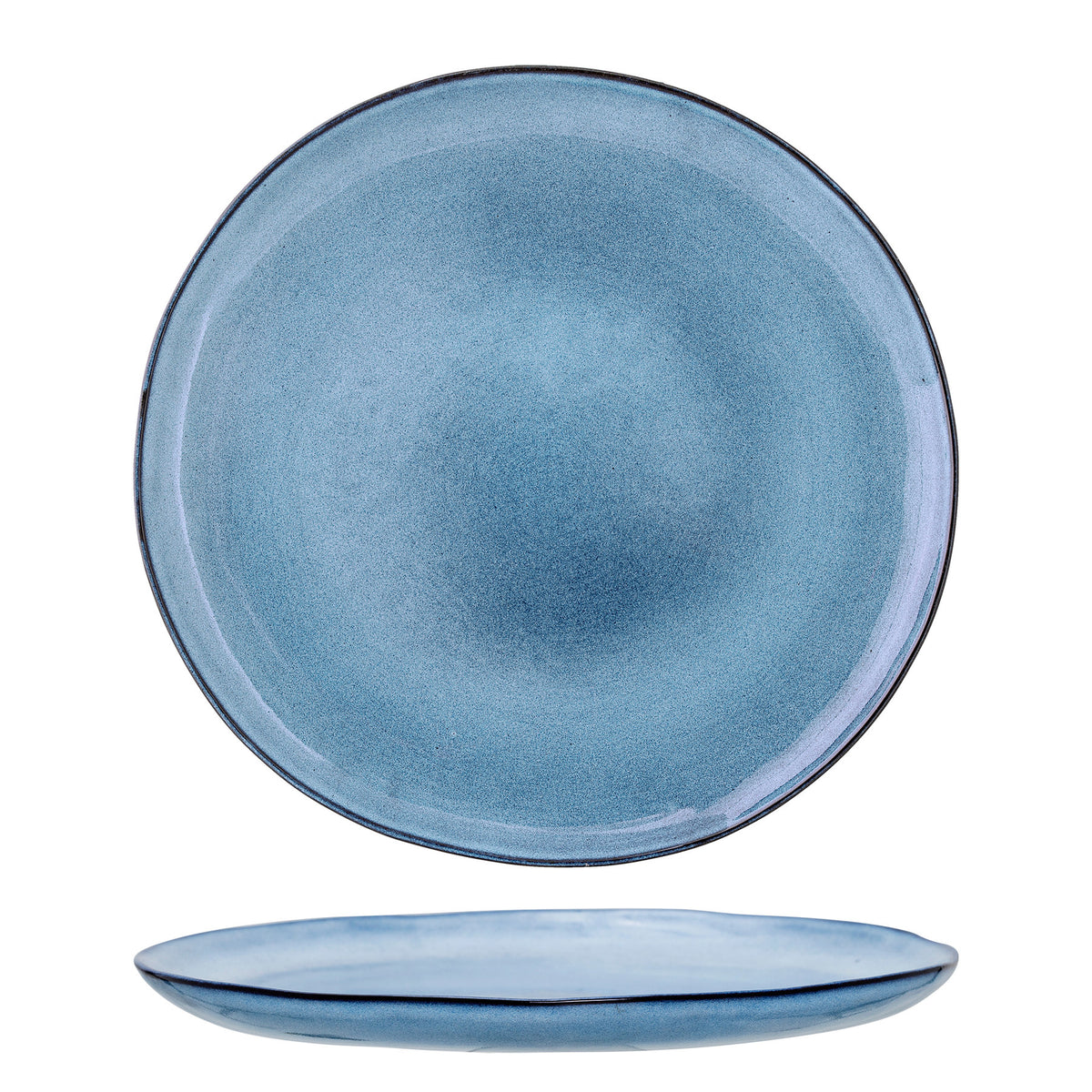 Sandrine Teller, Blau, Steingut in Blue präsentiert im Onlineshop von KAQTU Design AG. Teller ist von Bloomingville