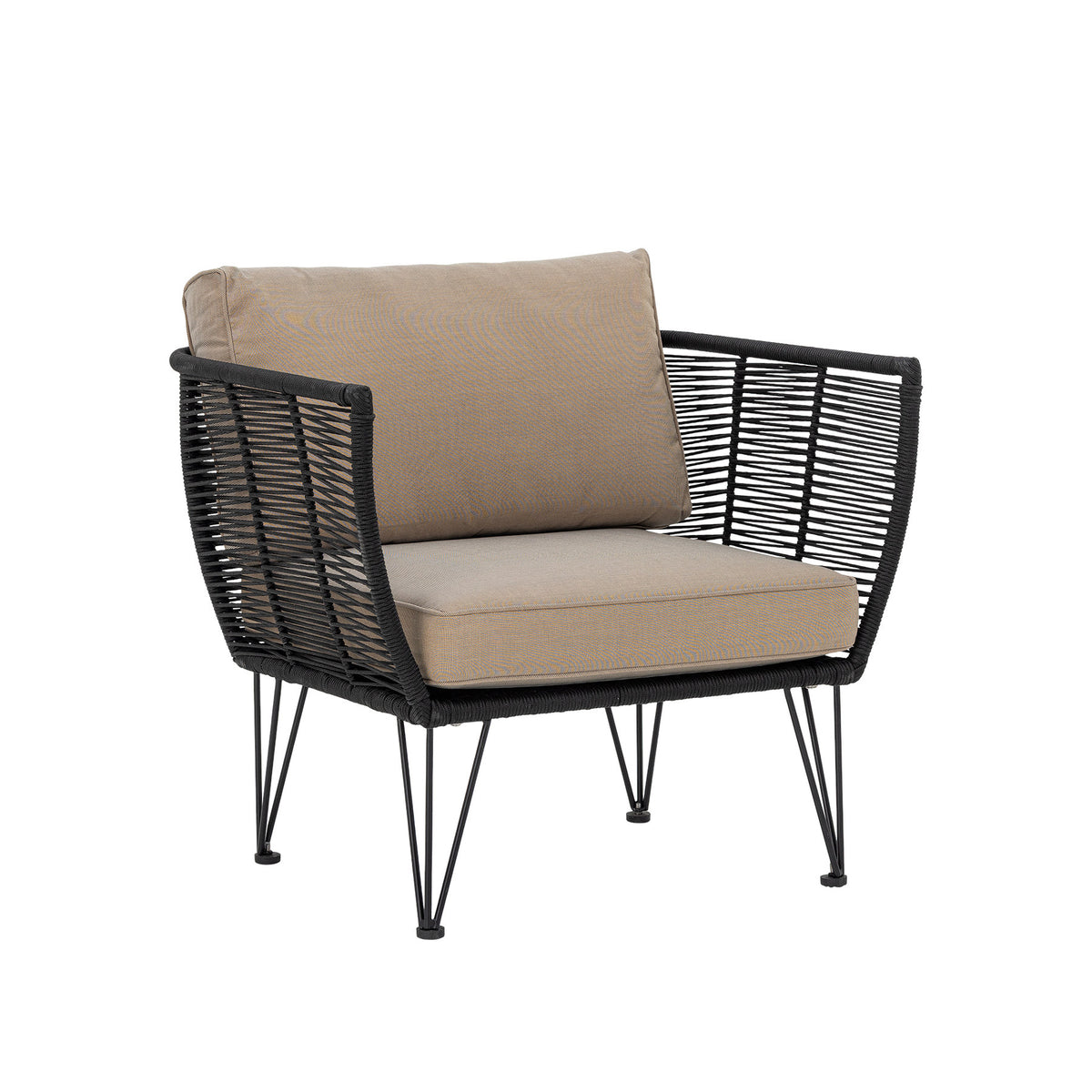 Mundo Loungesessel, Schwarz, Metall in Schwarz präsentiert im Onlineshop von KAQTU Design AG. Outdoor-Sessel ist von Bloomingville