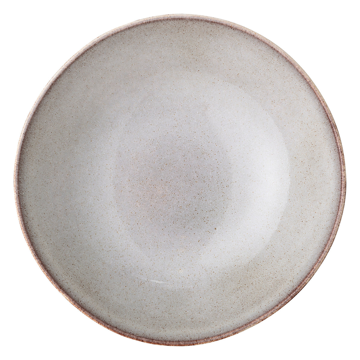 Beige Schale aus Steingut mit gesprenkelter Oberfläche und dunkelbraunem Rand, Modell Sandrine von Bloomingville, rund geformt