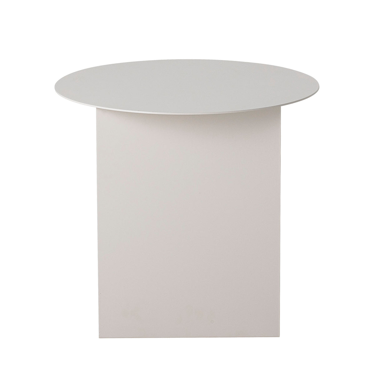 Runder Beistelltisch Cher von Bloomingville aus pulverbeschichtetem Eisen in Beige mit geschwungenen Beinen in U-Form, Durchmesser 43 cm.