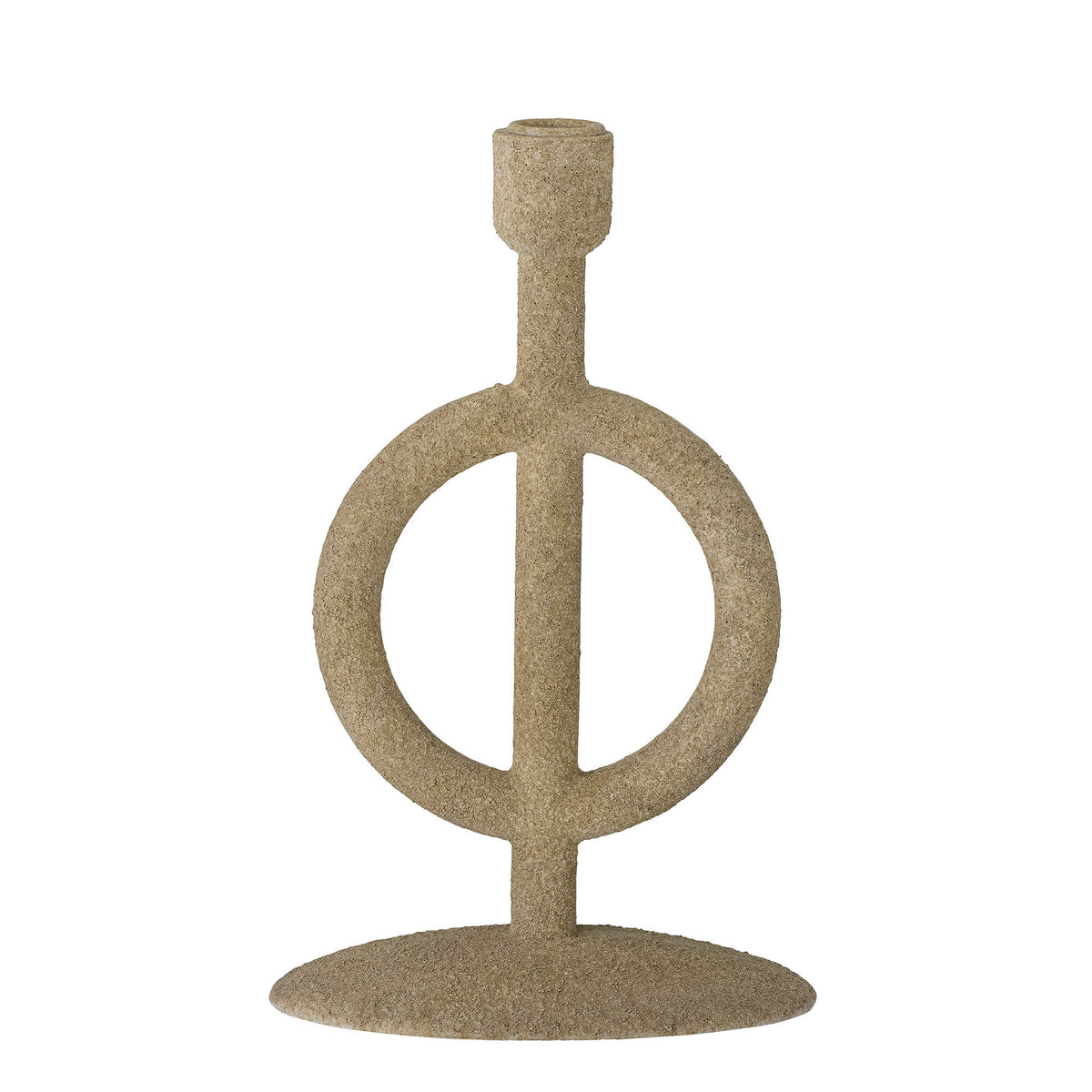 Runder Kerzenhalter Flikka in Beige aus Polyresin von Bloomingville, einfarbig gefärbt, für eine Kerze mit Ø 2,2 cm Durchmesser geeignet.