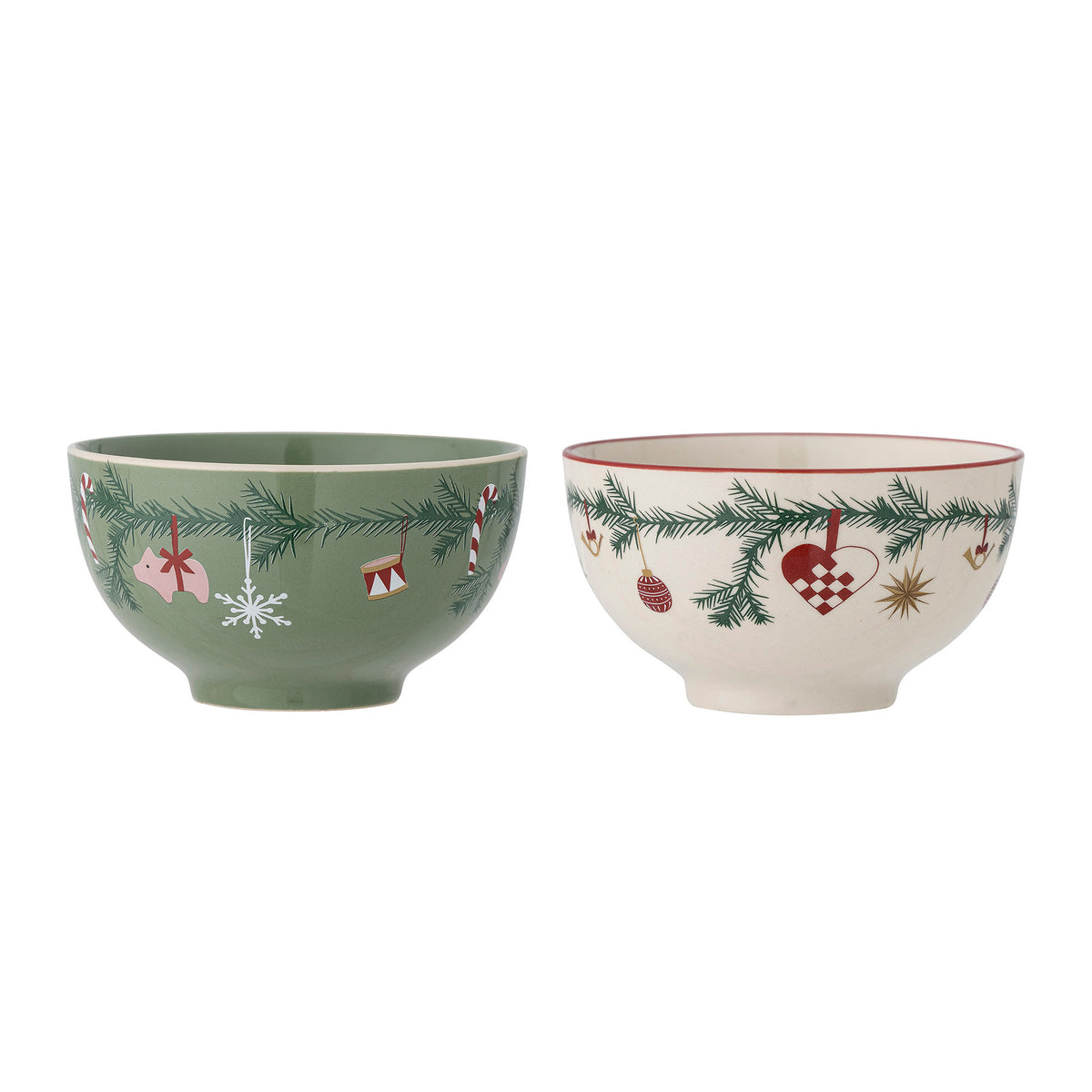 Yule Schale, Grün, Steingut in Green präsentiert im Onlineshop von KAQTU Design AG. Schale ist von Bloomingville