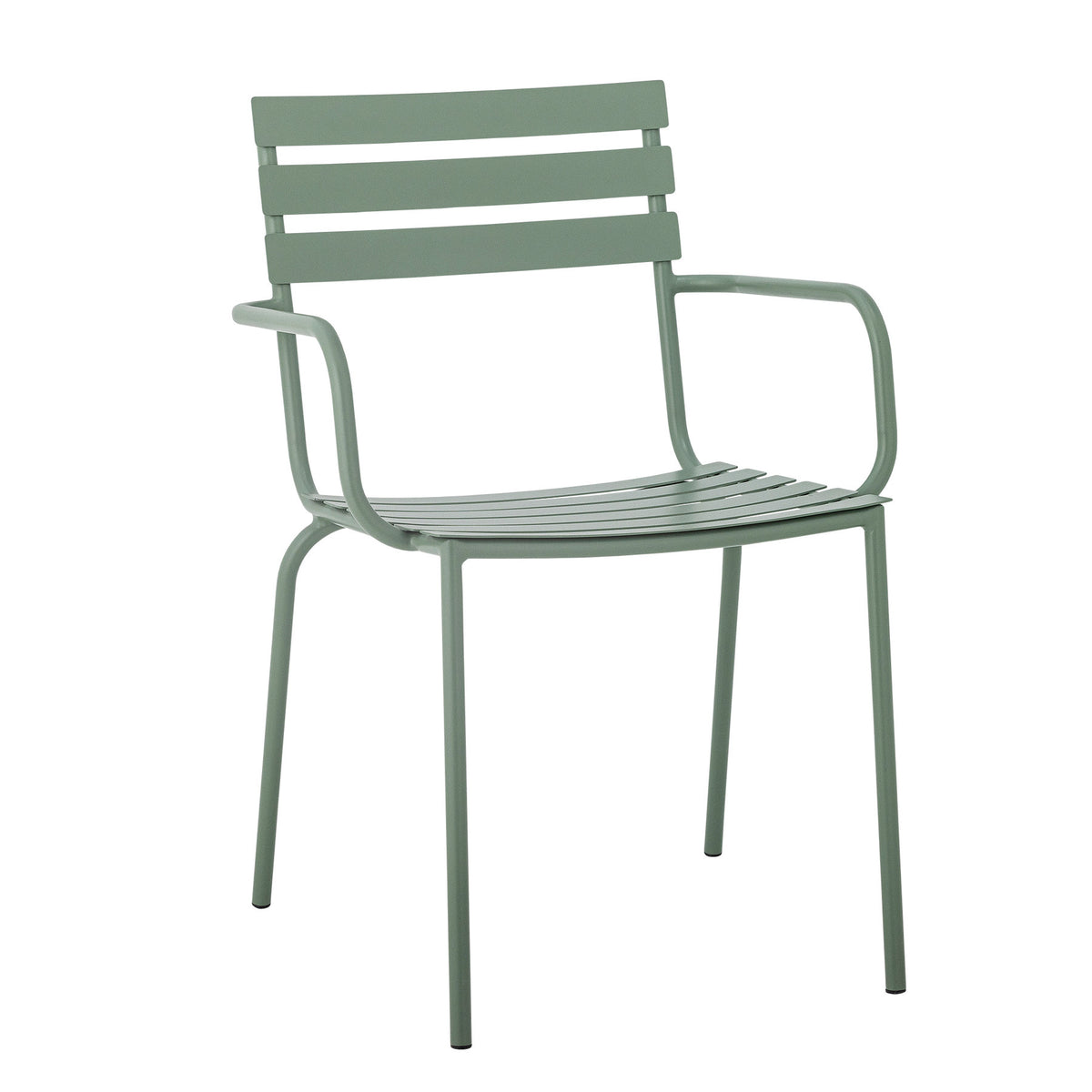 Monsi Esszimmerstuhl, Grün, Verzinktes Metall in Green präsentiert im Onlineshop von KAQTU Design AG. Gartenstuhl mit Armlehnen ist von Bloomingville