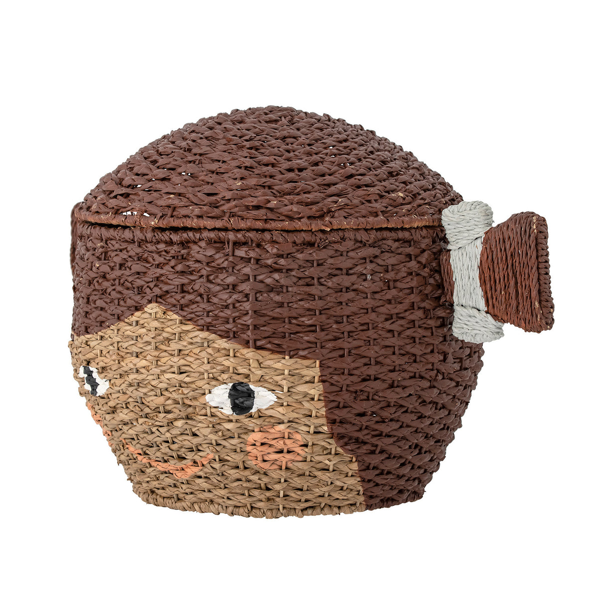 Lill Korb mit Deckel, Braun, Bankuan-Gras in Brown präsentiert im Onlineshop von KAQTU Design AG. Aufbewährungskörbe ist von Bloomingville Mini