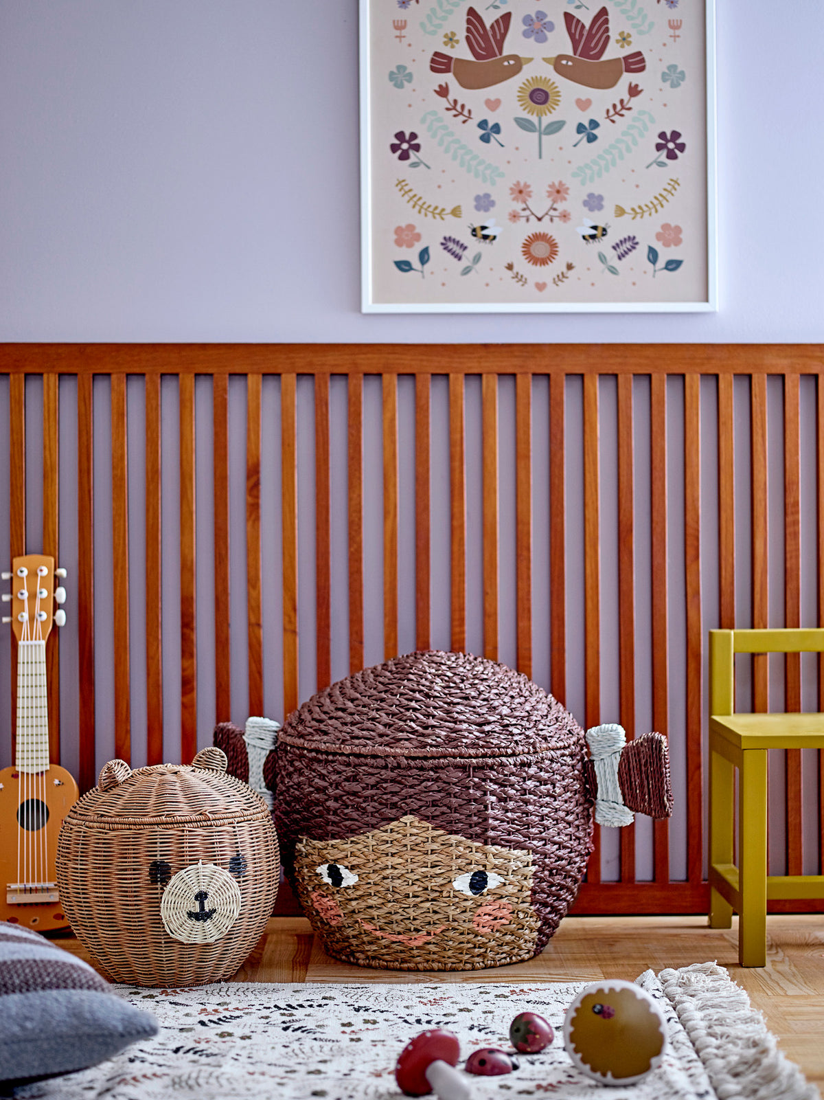 Lill Korb mit Deckel, Braun, Bankuan-Gras in Brown präsentiert im Onlineshop von KAQTU Design AG. Aufbewährungskörbe ist von Bloomingville Mini