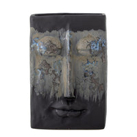 Nasru Vase, Schwarz, Steingut
