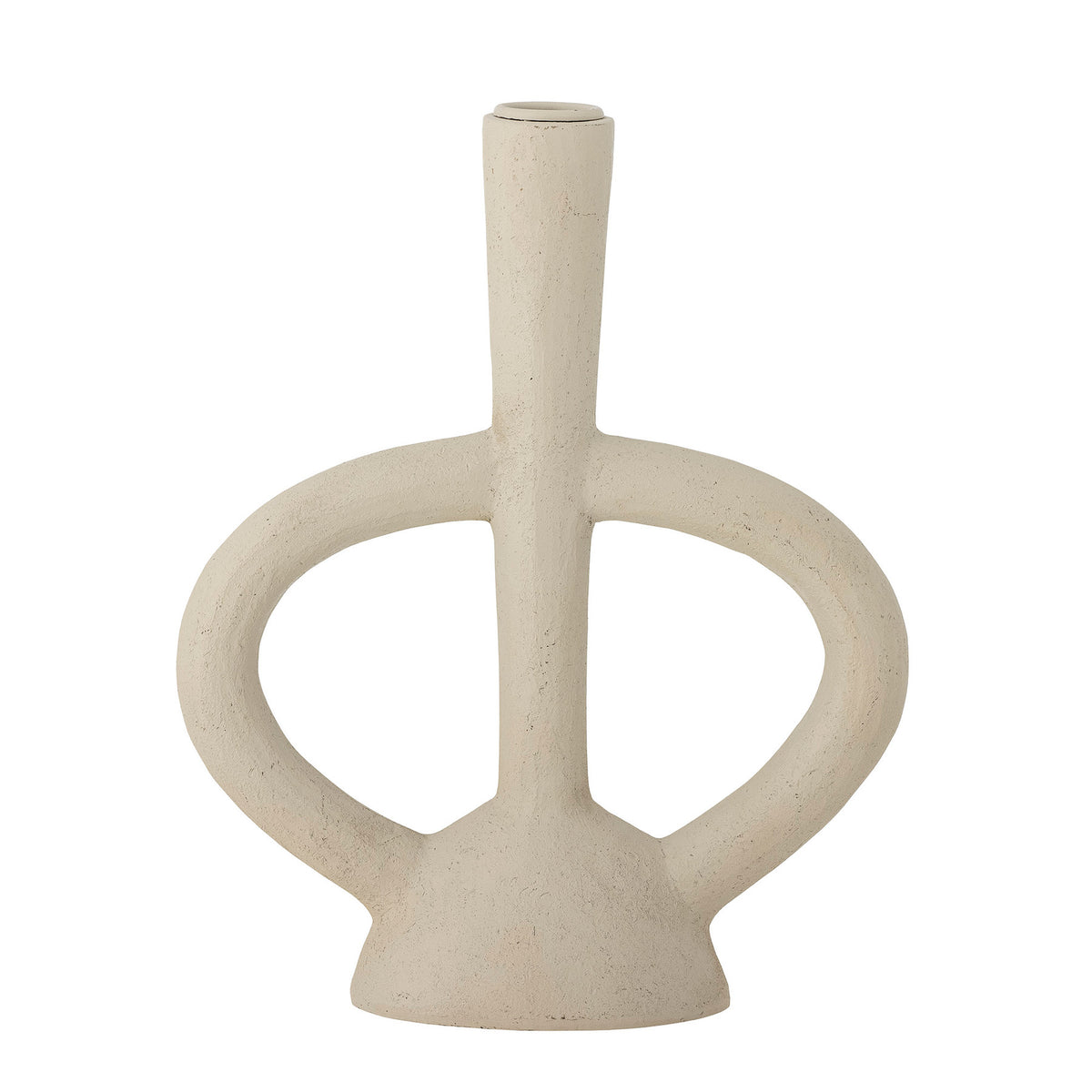 Weisser Kerzenständer Ramina aus Polyresin mit rohem, handgefertigtem Finish