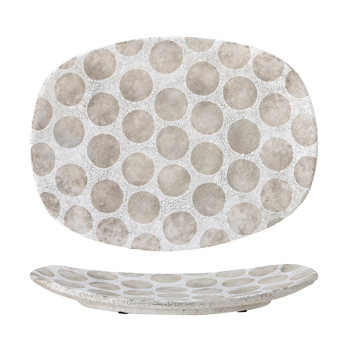 Weisses Tablett Felan aus Terrakotta von Bloomingville mit Muster