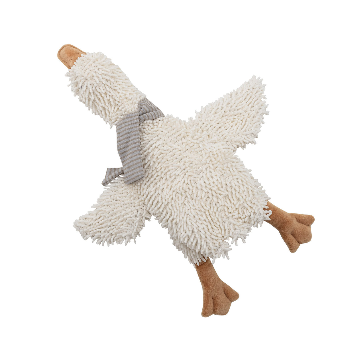 Weisse Plüschente Gaspard Soft Toy mit zotteliger Oberfläche und beigen und grauen Details