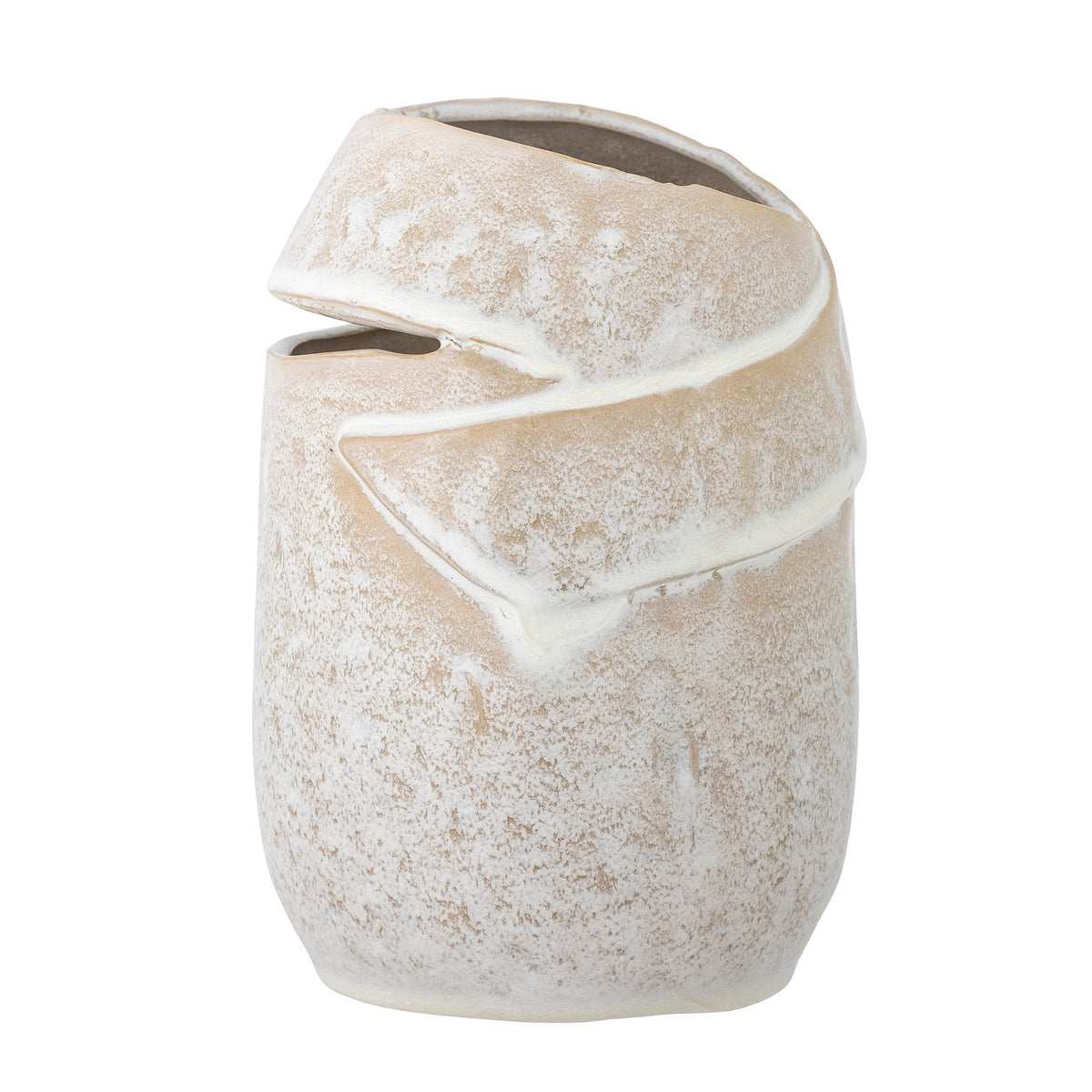 Beige Vase Abeera aus Steingut von Bloomingville, rundliche Form mit heller Glasur und natürlichen Farbnuancen, Durchmesser 14.5 cm, Höhe 20 cm