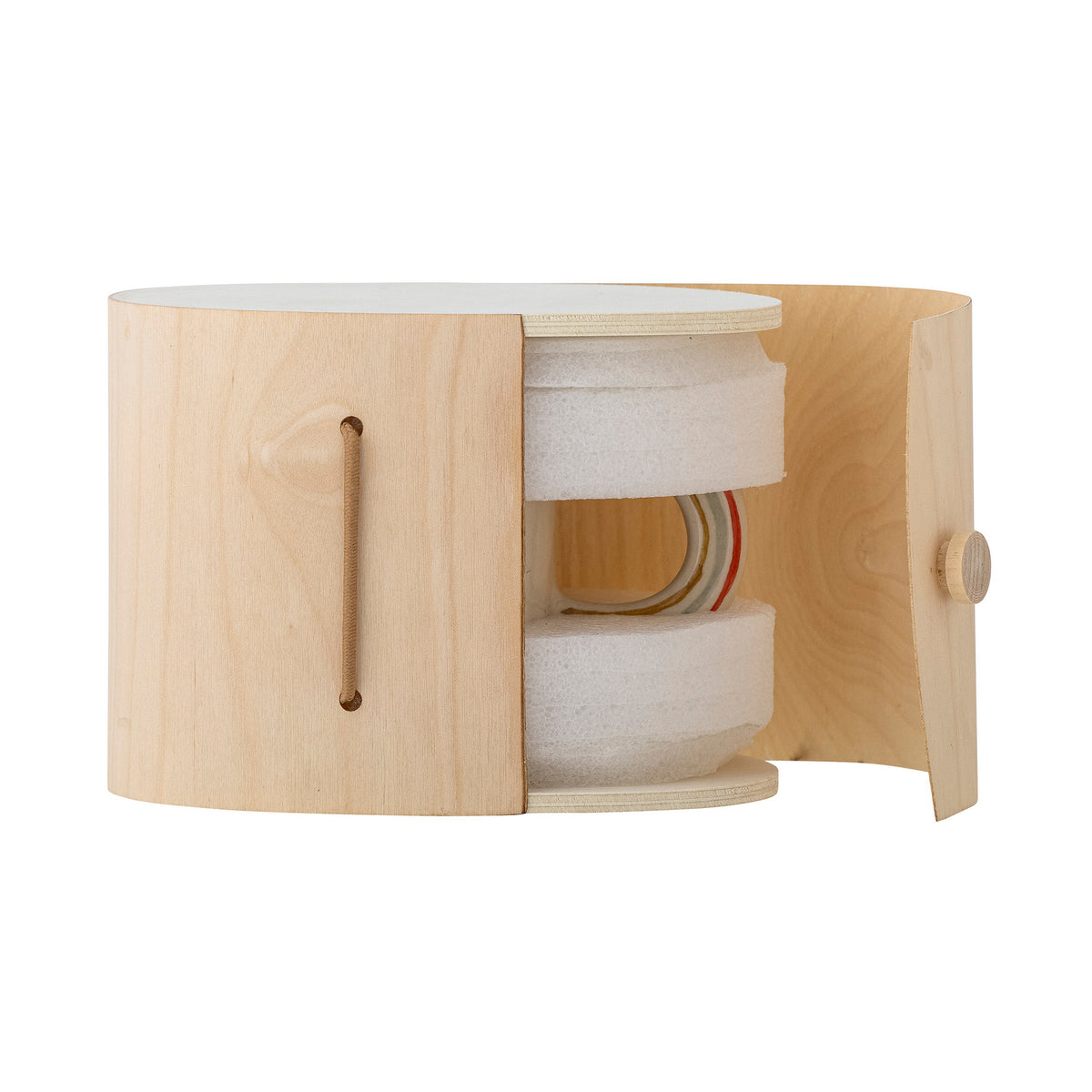 Weisse Cloudy Tasse aus Steingut mit Regenbogen als Griff und Schriftzug