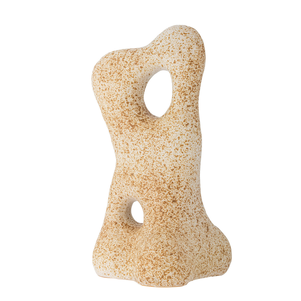 Grosse dekorative Skulptur Raheen von Bloomingville aus beigem Steingut, schlanke geschwungene Form, platzierbar auf Boden oder Tisch.